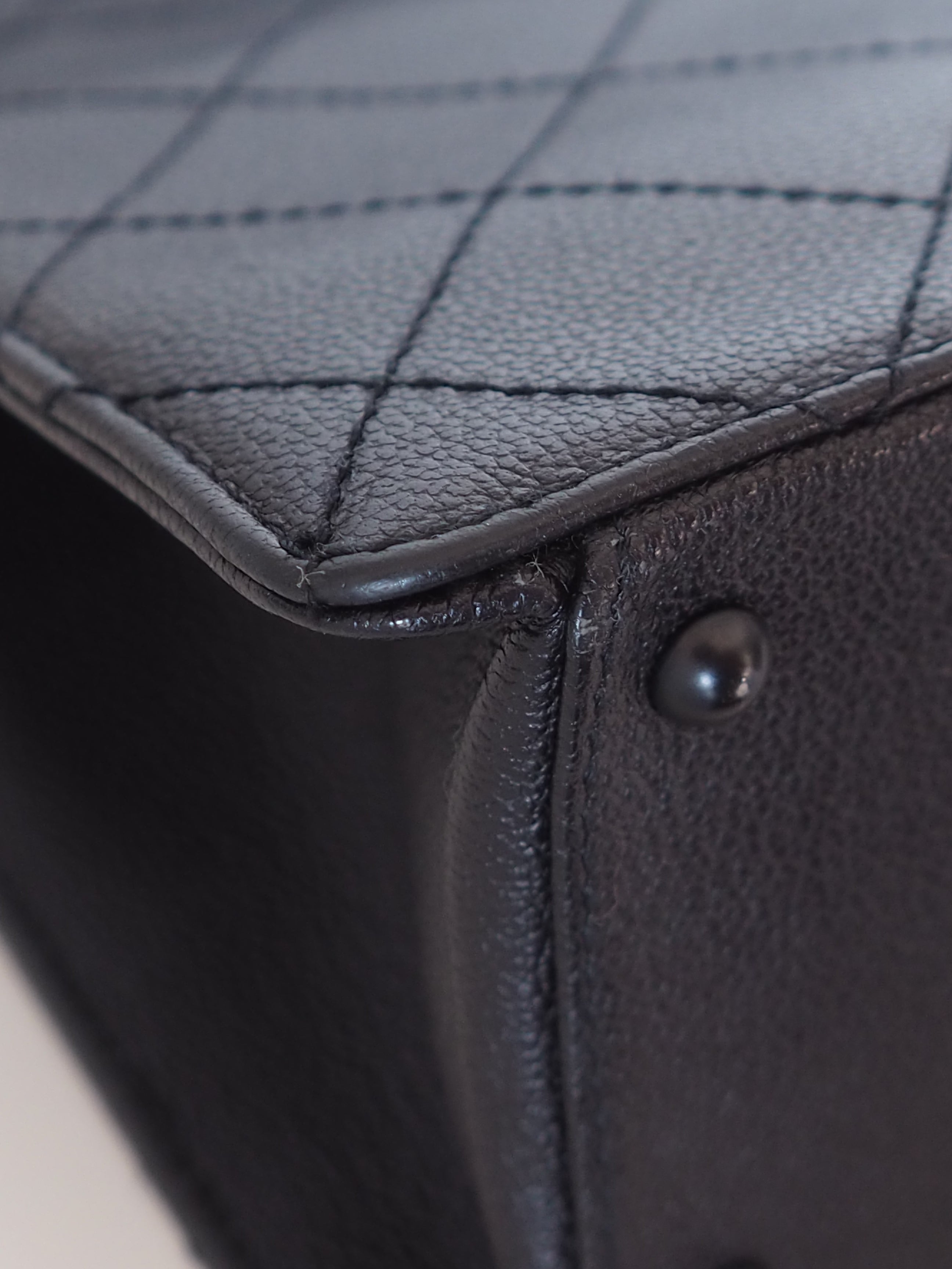 CHANEL Black Caviar Quilted Chain Tote Bag