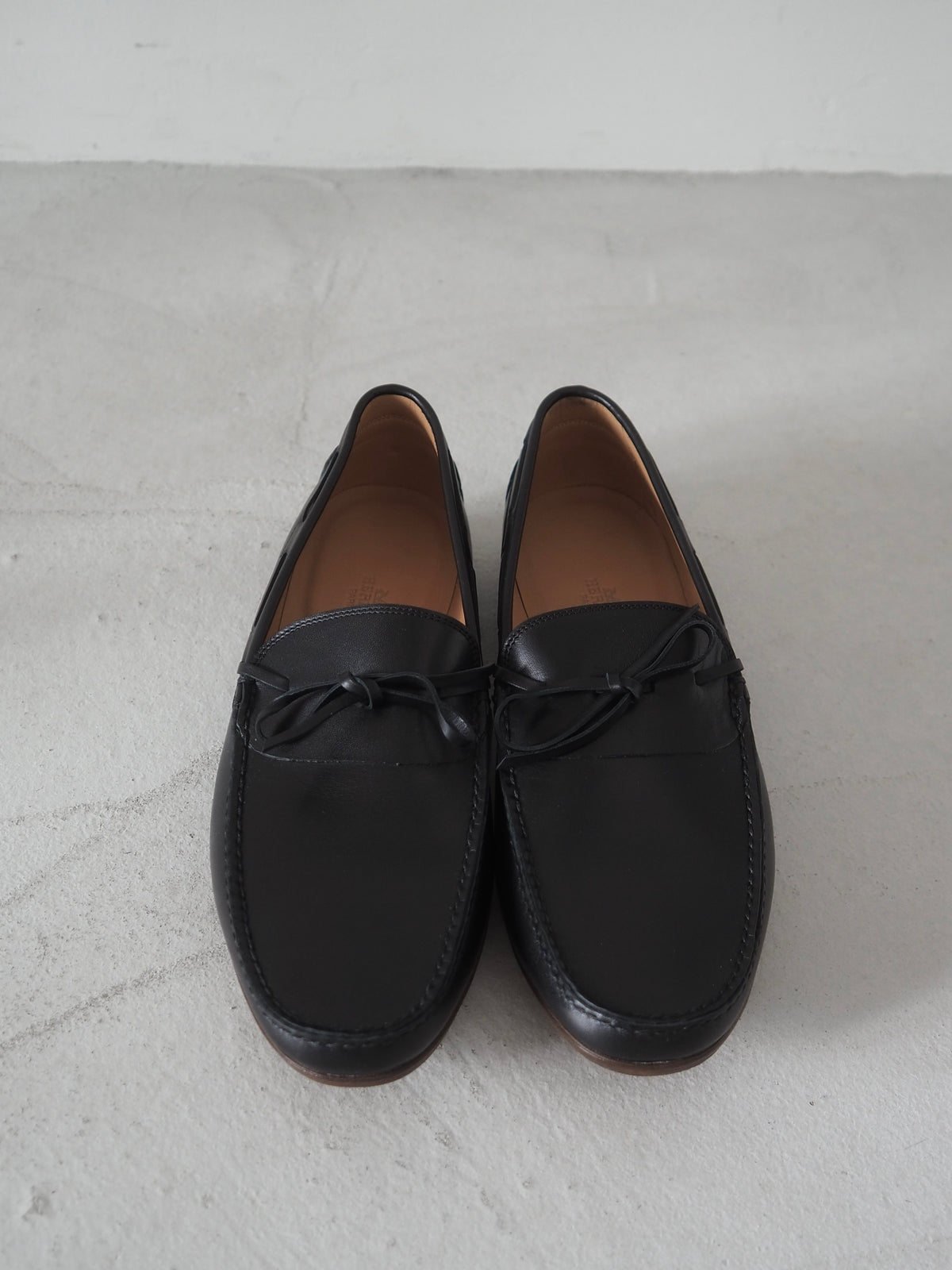 HERMÈS Leather Lace Loafers