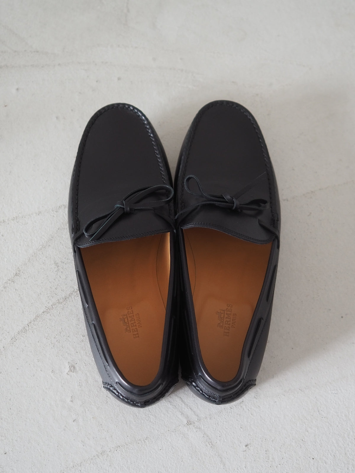 HERMÈS Leather Lace Loafers