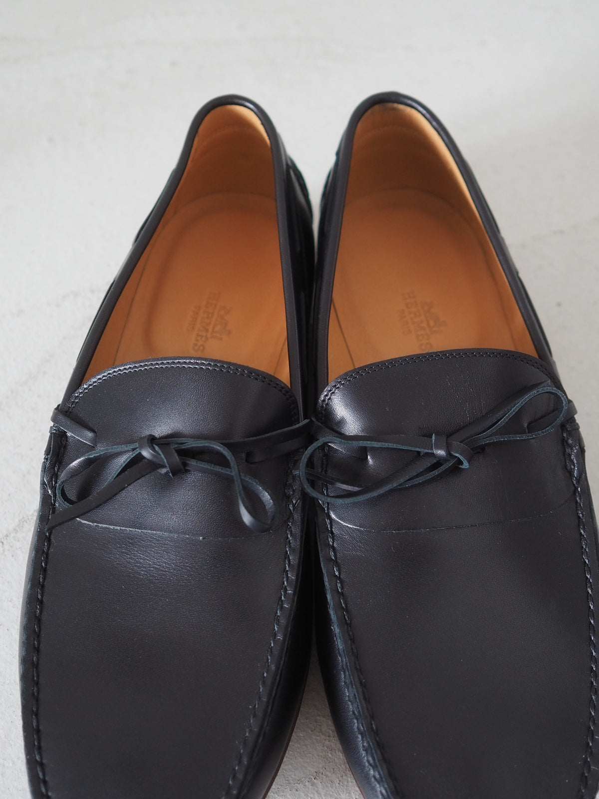 HERMÈS Leather Lace Loafers