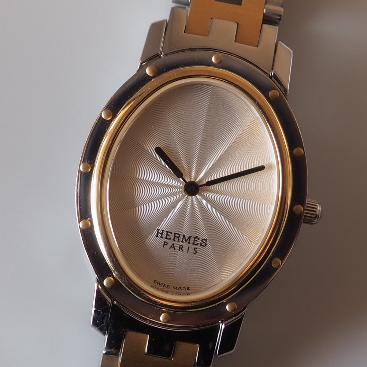 HERMES エルメス クリッパー オーバル ウォッチ 腕時計 シルバー 