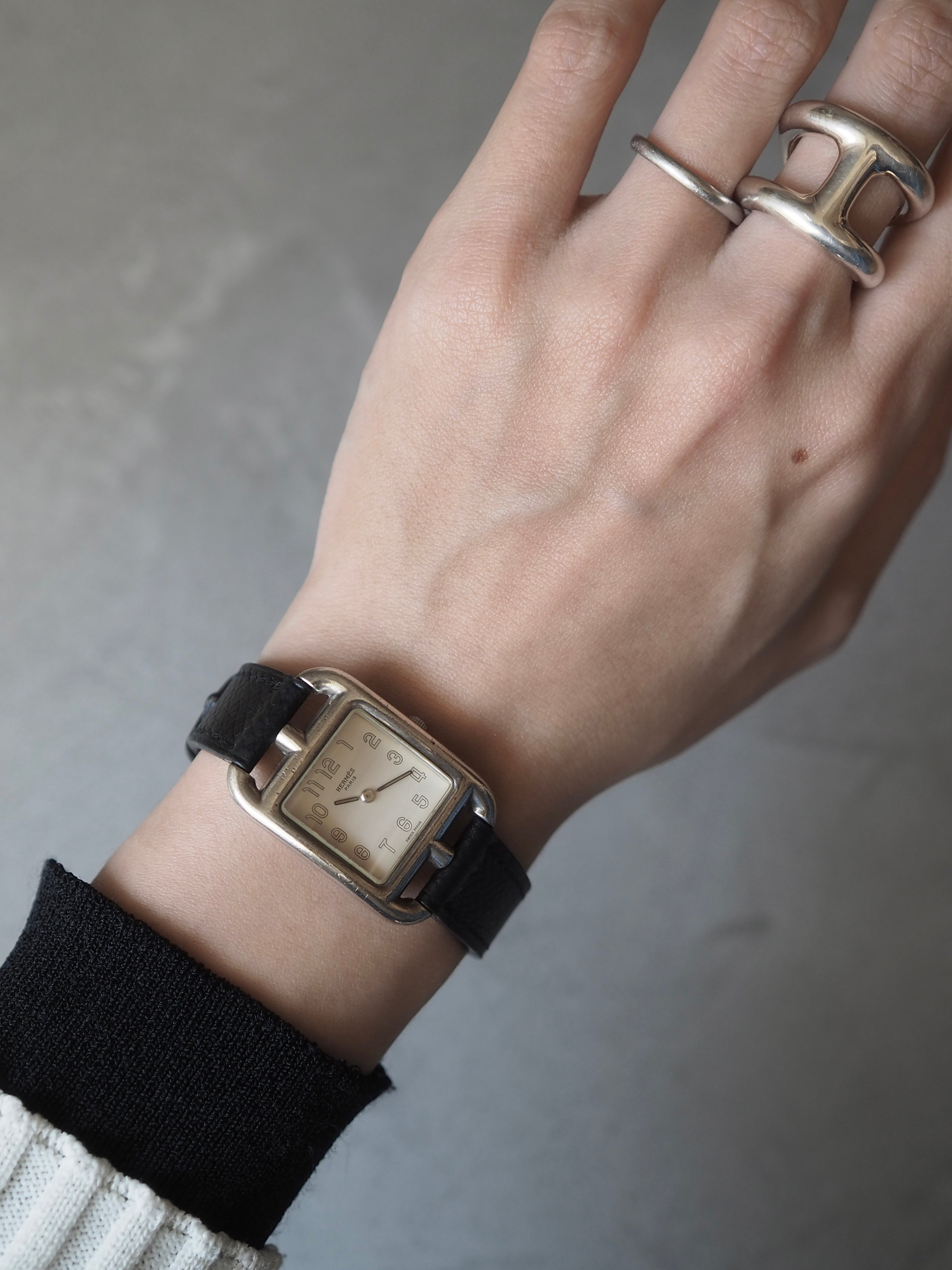 HERMES エルメス ケープコッド ウォッチ 腕時計 シルバー 925 ブラック