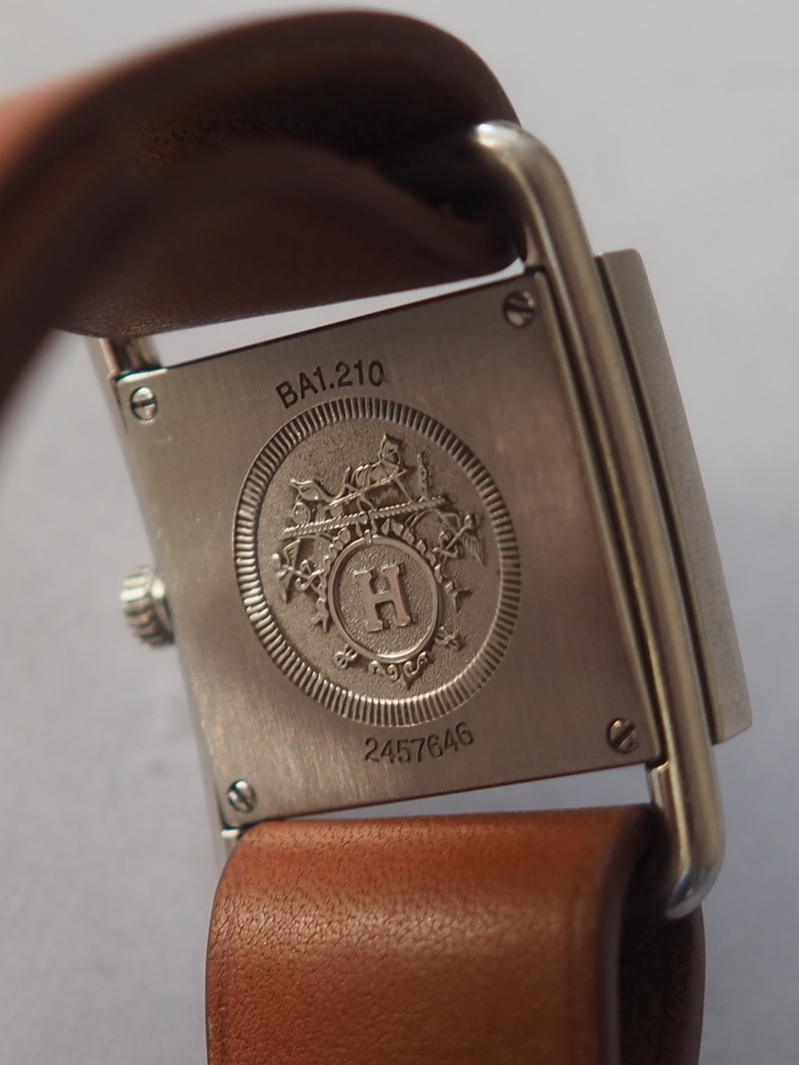 HERMES エルメス バレニア ウォッチ 腕時計 シルバー ブラウン レザー
