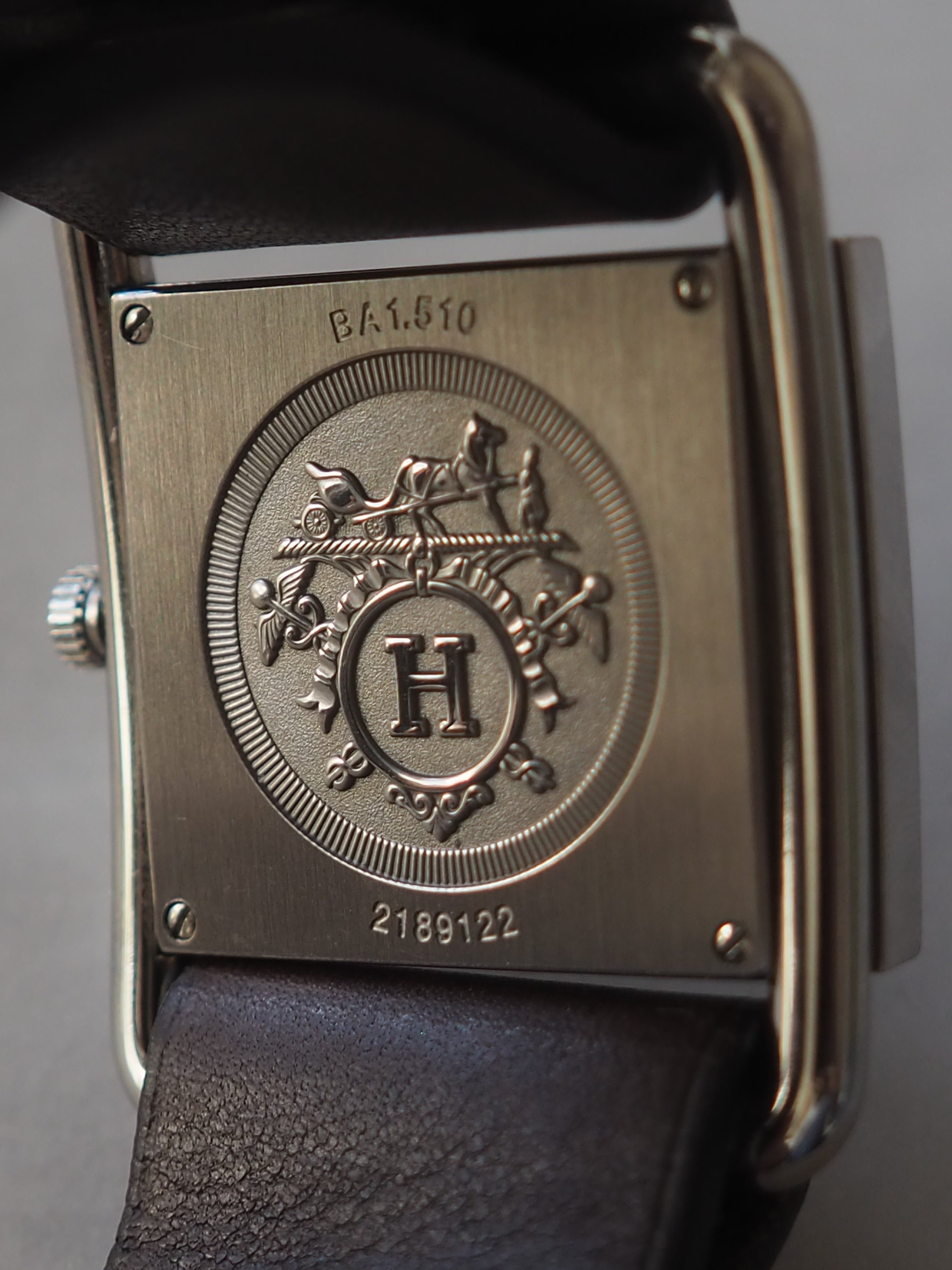 HERMES エルメス バレニア ウォッチ 腕時計 シルバー ブラウン レザー