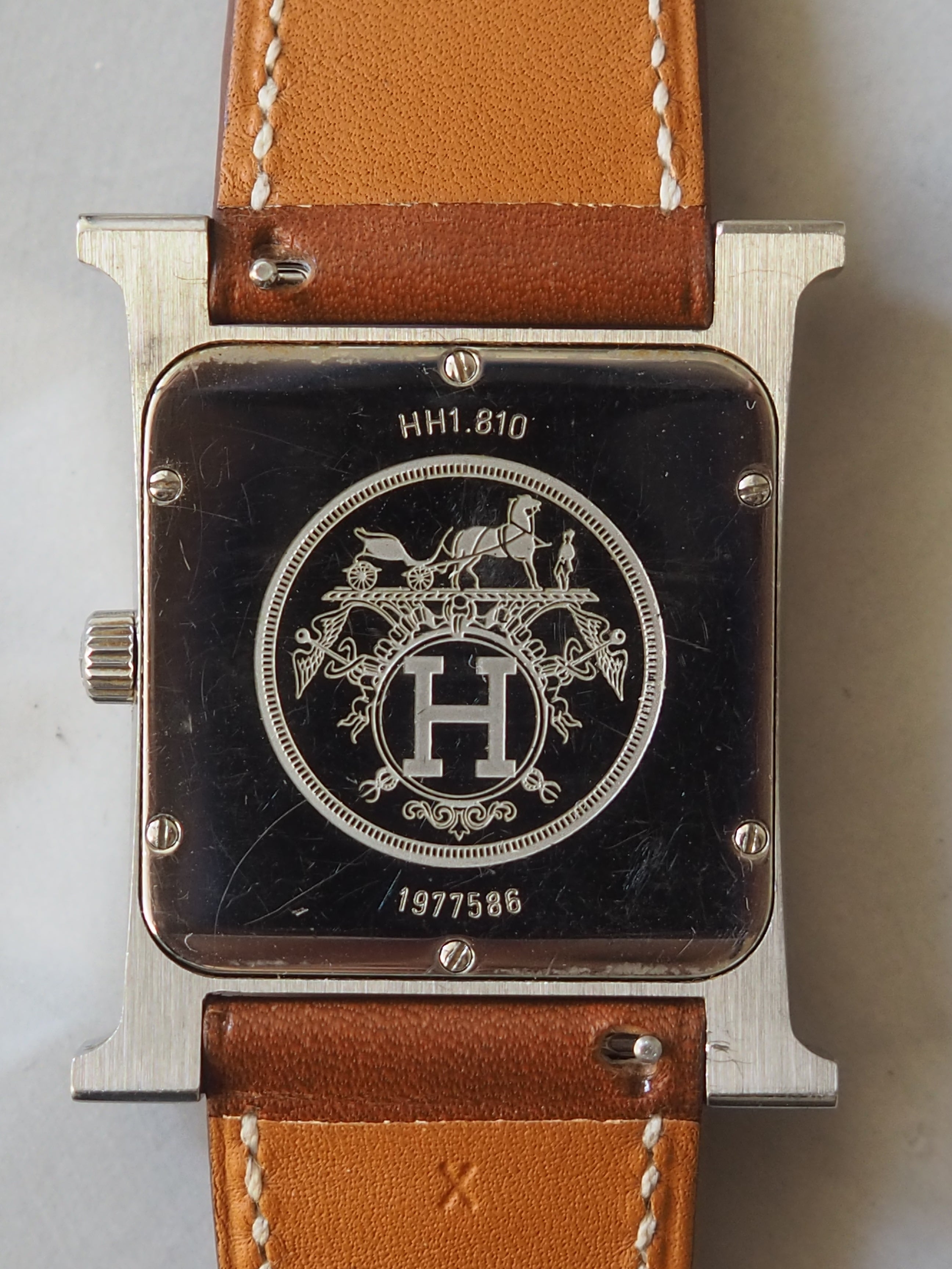 HERMES エルメス H ウォッチ 腕時計 シルバー ブラウン メンズ ユニ