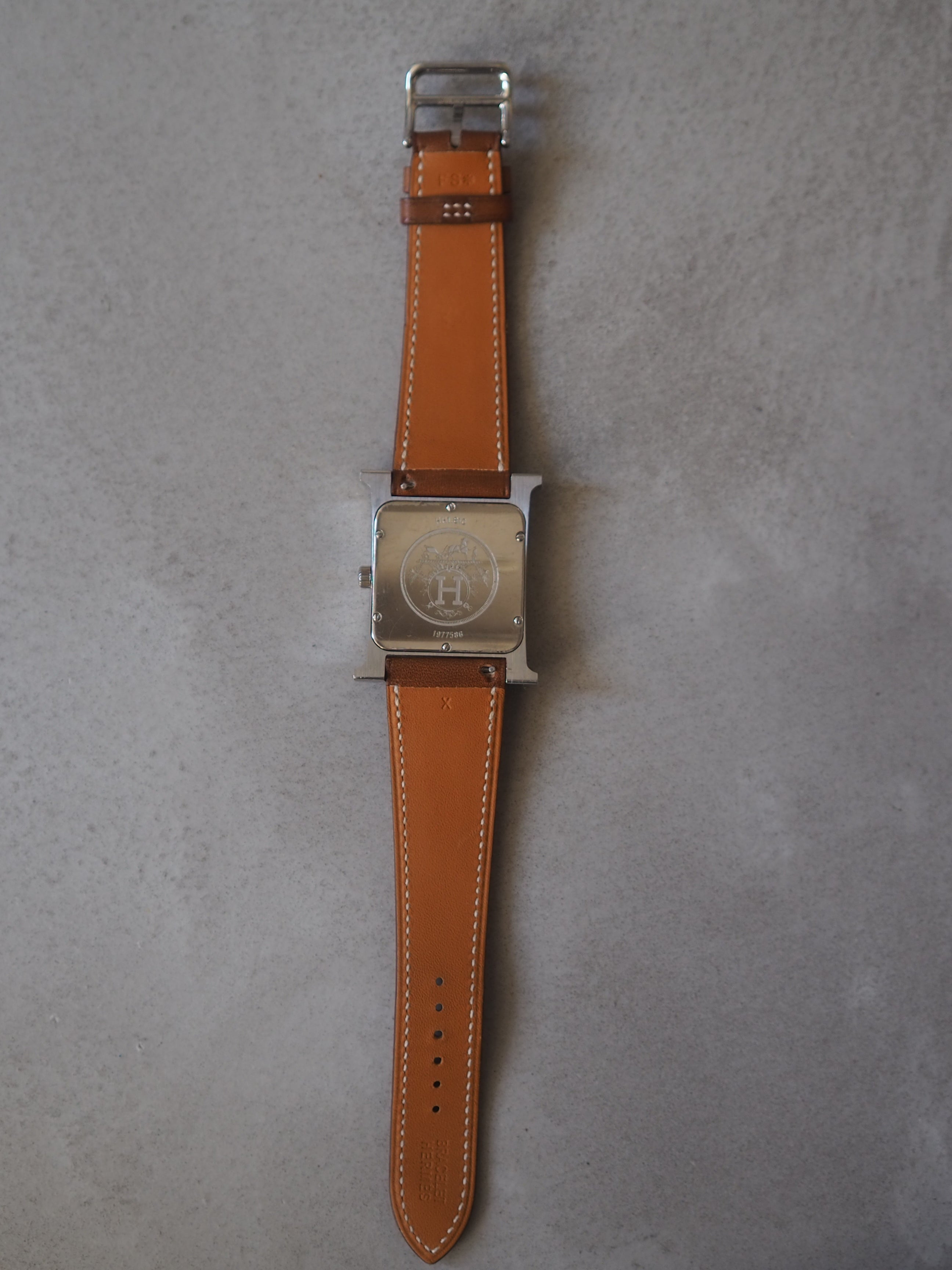 HERMES エルメス H ウォッチ 腕時計 シルバー ブラウン メンズ ユニ