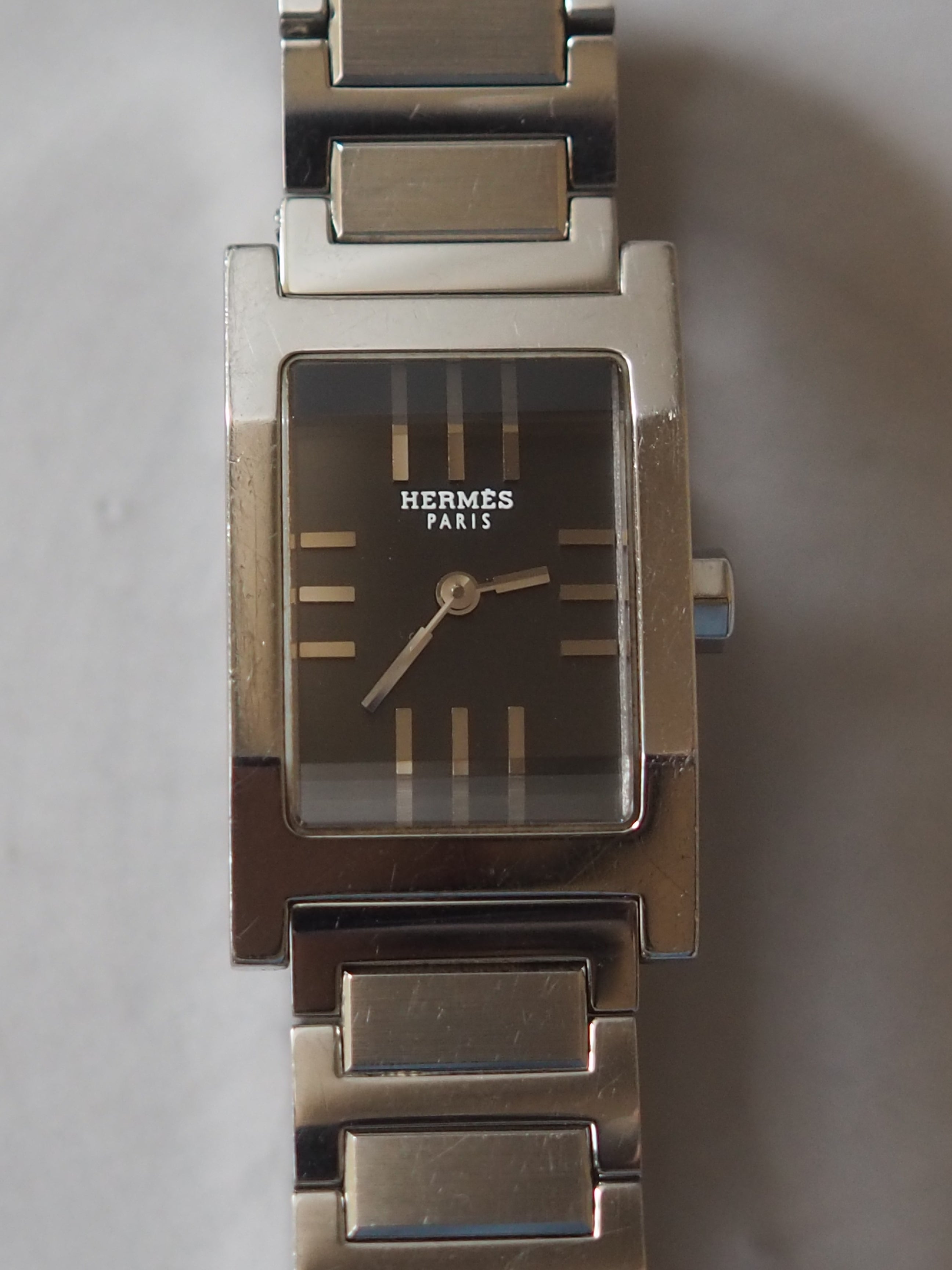 HERMES エルメス タンデム ウォッチ 腕時計 グレー 文字盤 シルバー