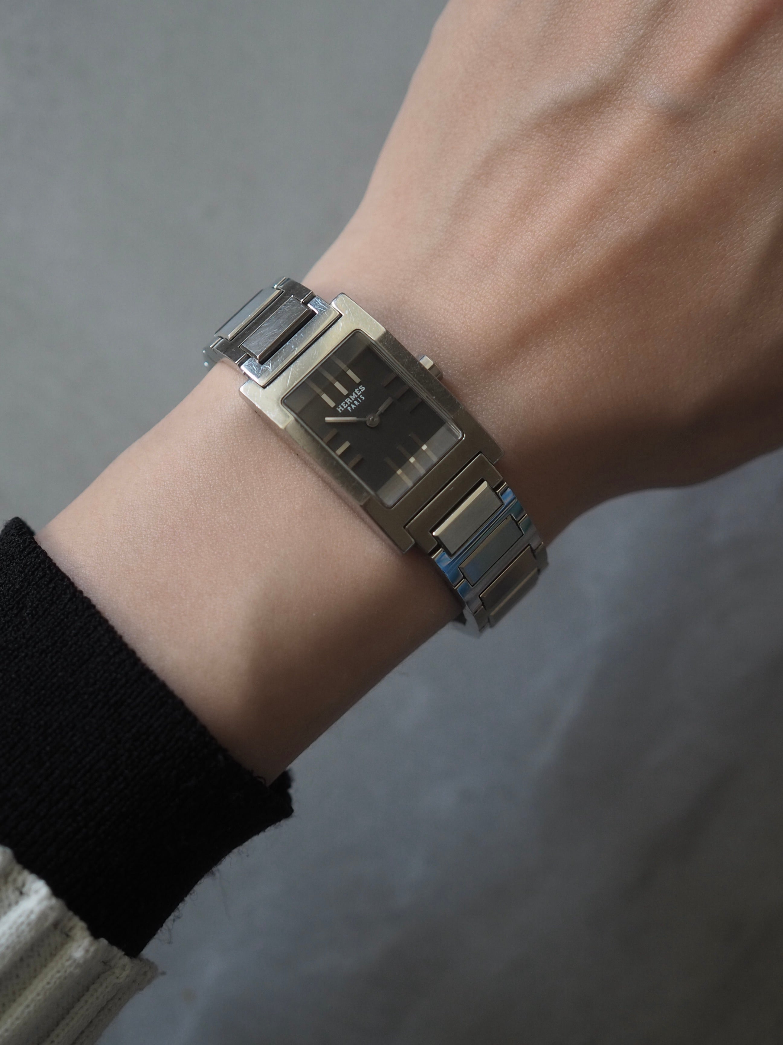 HERMES エルメス タンデム ウォッチ 腕時計 グレー 文字盤 シルバー