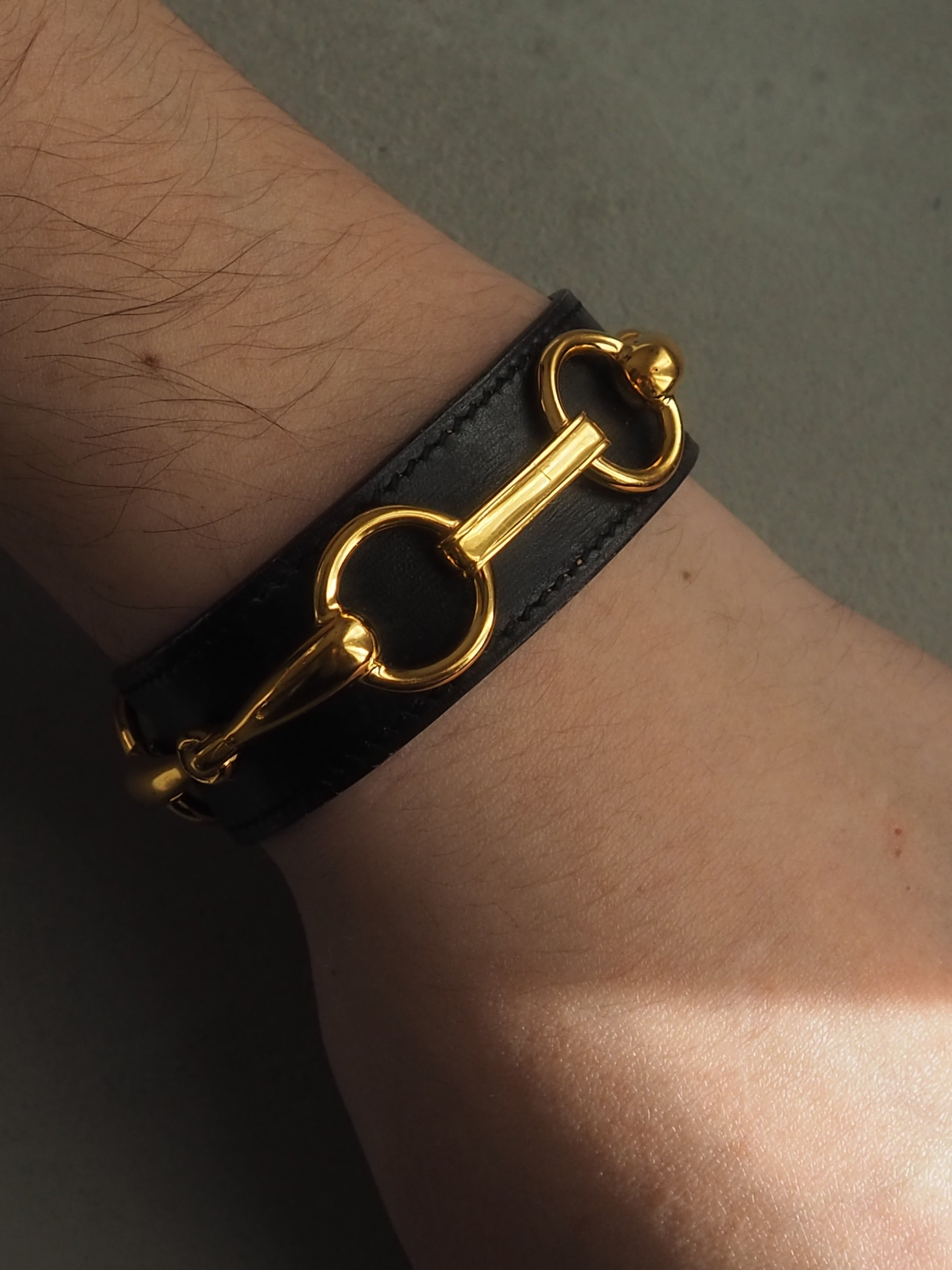 HERMES エルメス ホースビット バングル ゴールド ブラック