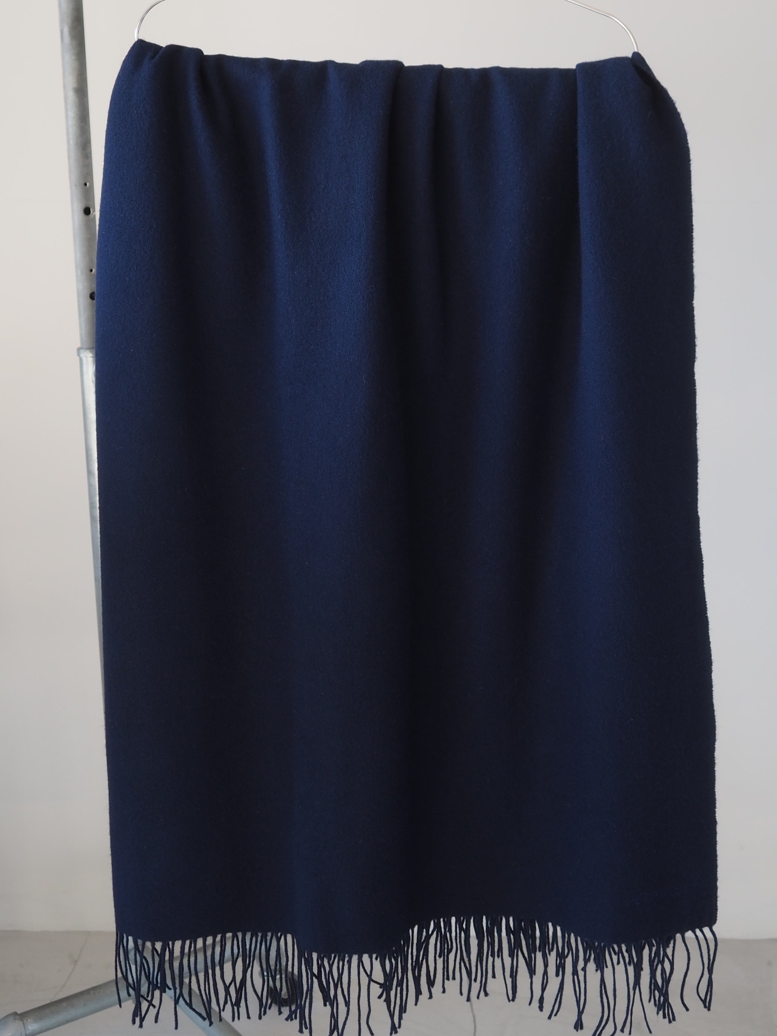 HERMÈS エルメス カシミヤ ウール ストール マフラー ネイビー ユニ