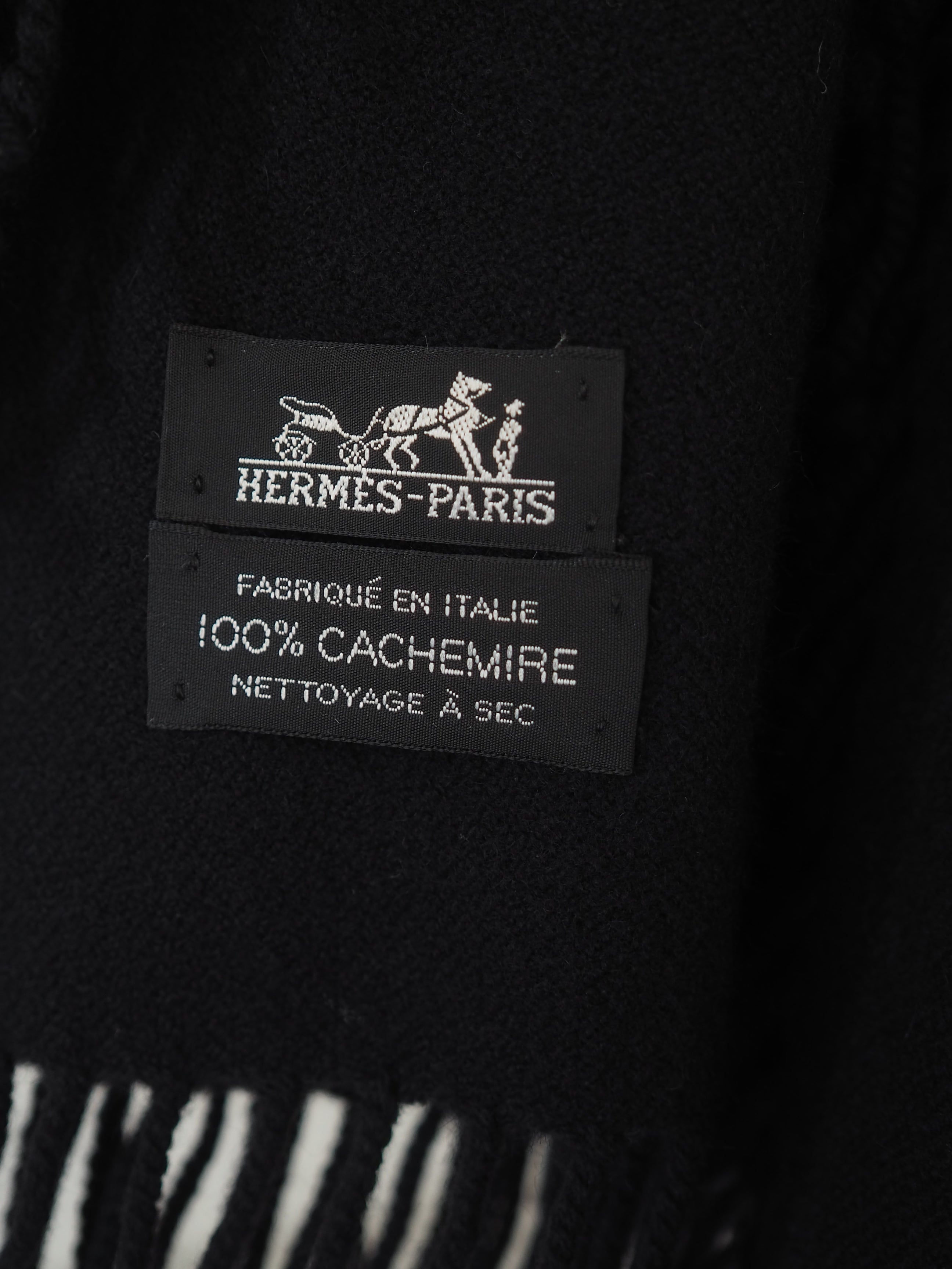 HERMÈS エルメス カシミヤ ストール マフラー ブラック ユニセックス