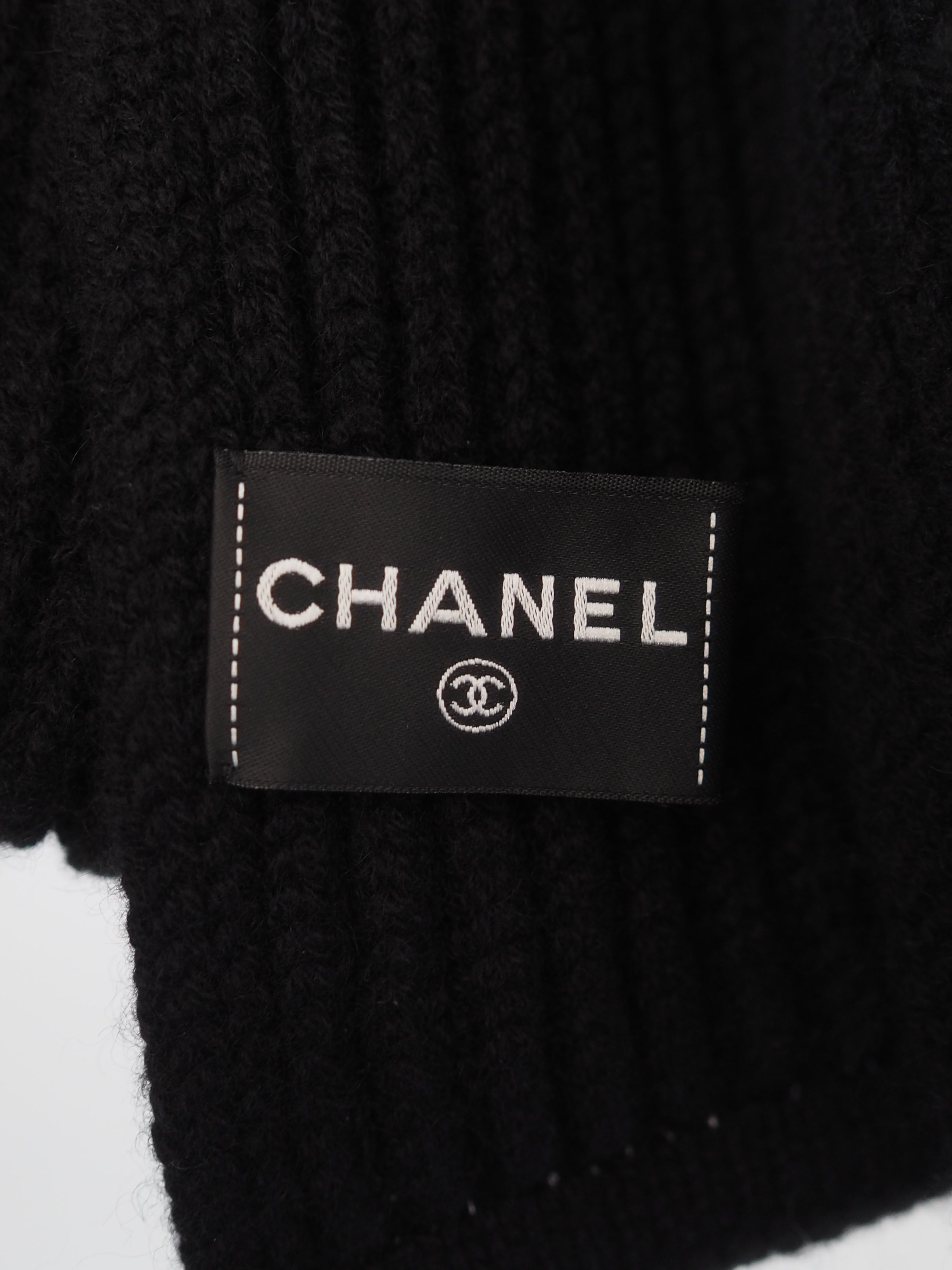 CHANEL シャネル スパンコール ロゴ ストール マフラー ブラック