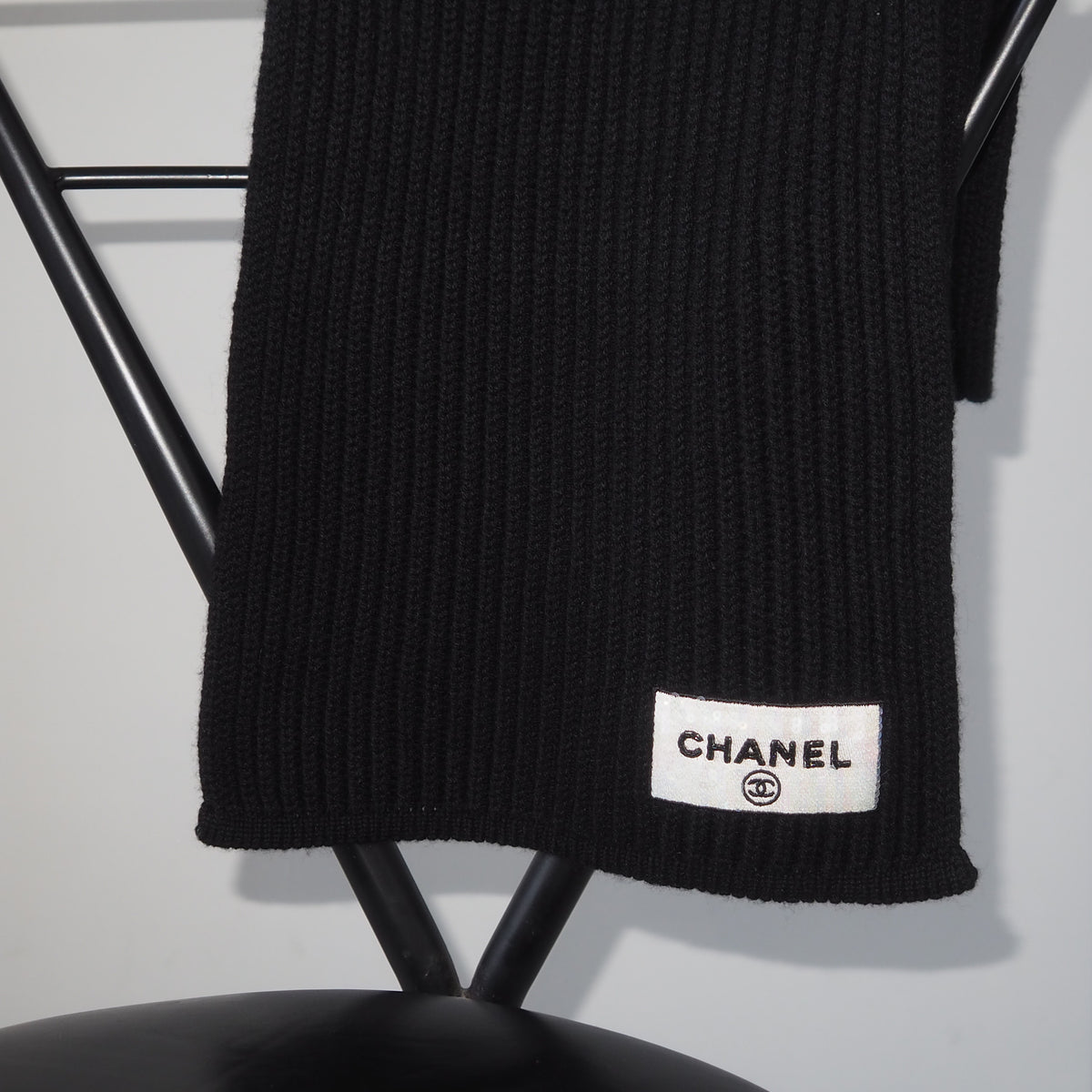 CHANEL シャネル スパンコール ロゴ ストール マフラー ブラック 
