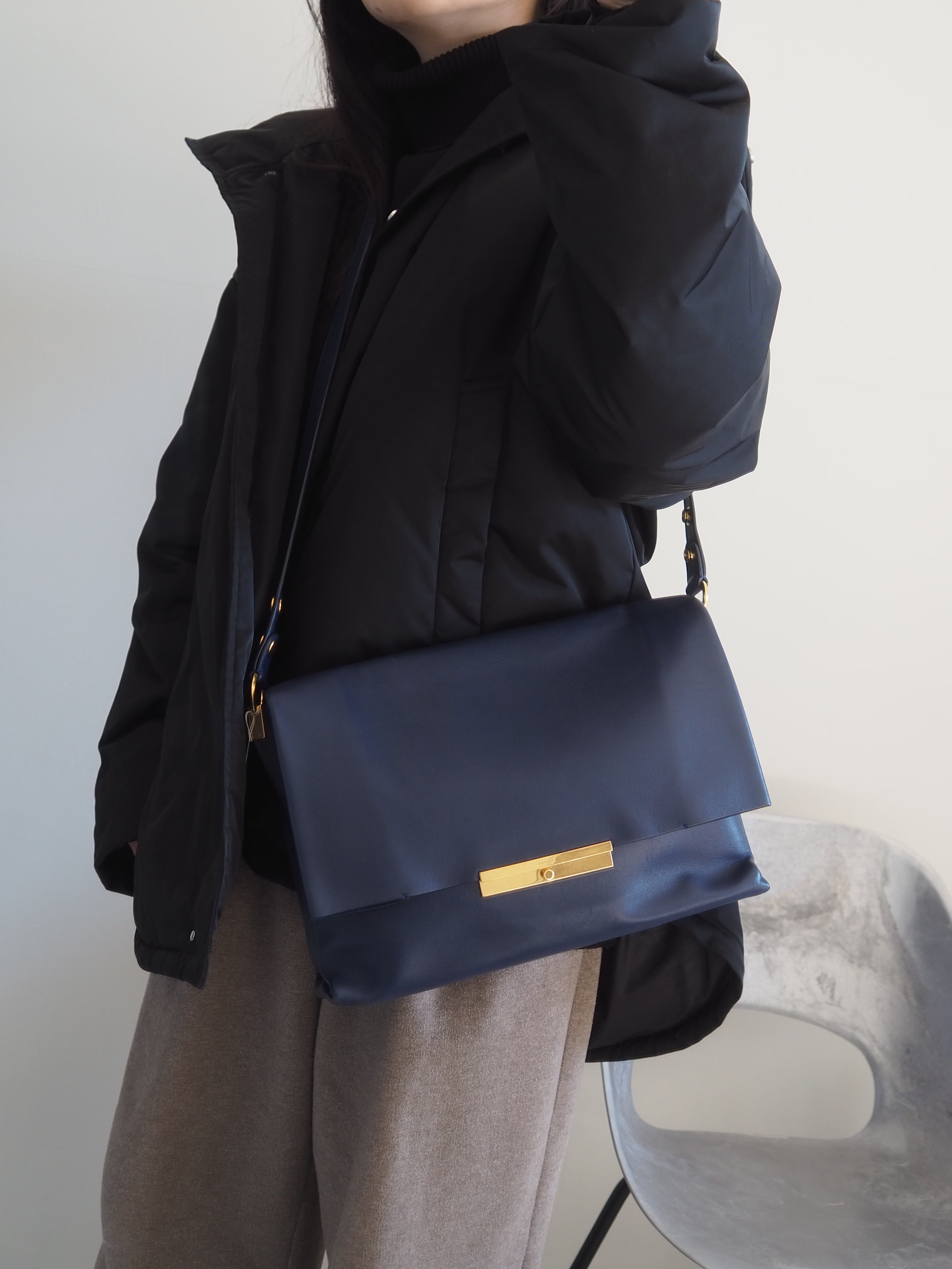 CELINE Blade Flap Blue Shoulder Bag