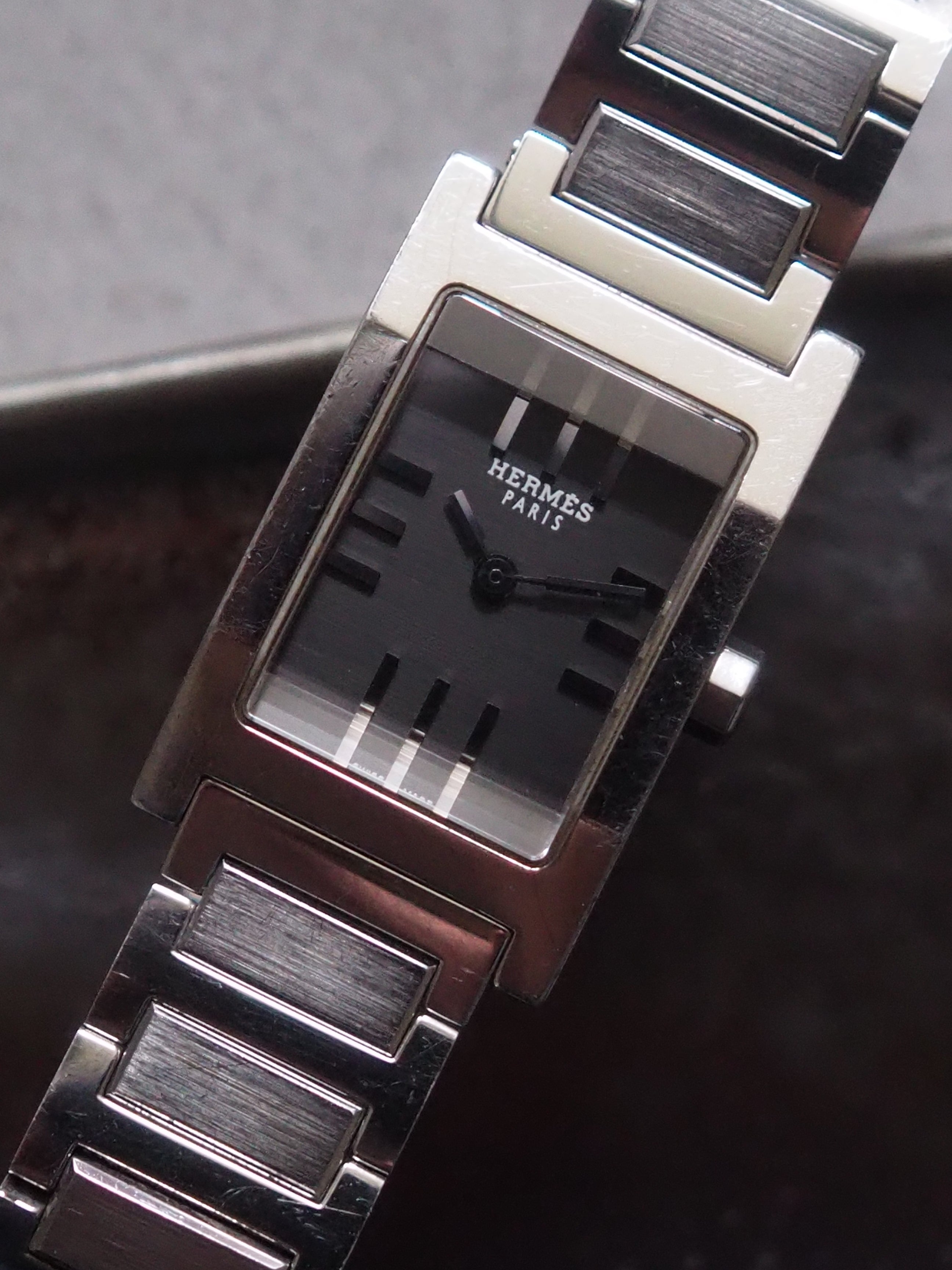 HERMES タンデム HERMES エルメス タンデム ウォッチ 腕時計 グレー 文字盤 シルバー