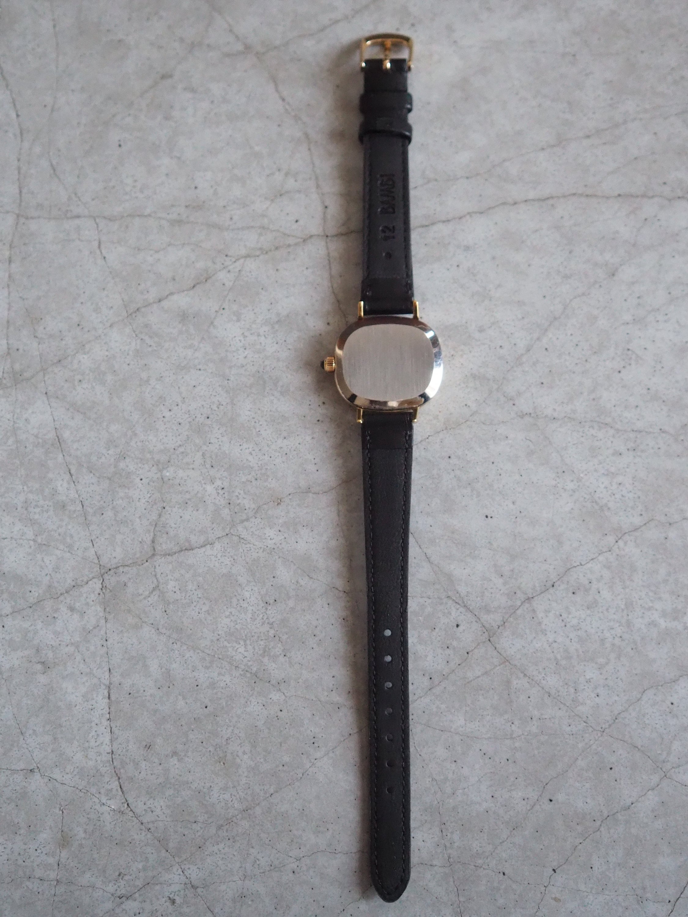 OMEGA DE VILLE Watch Gold Color Stainless steel Black Leather Ladies Vintage Antique Authentic