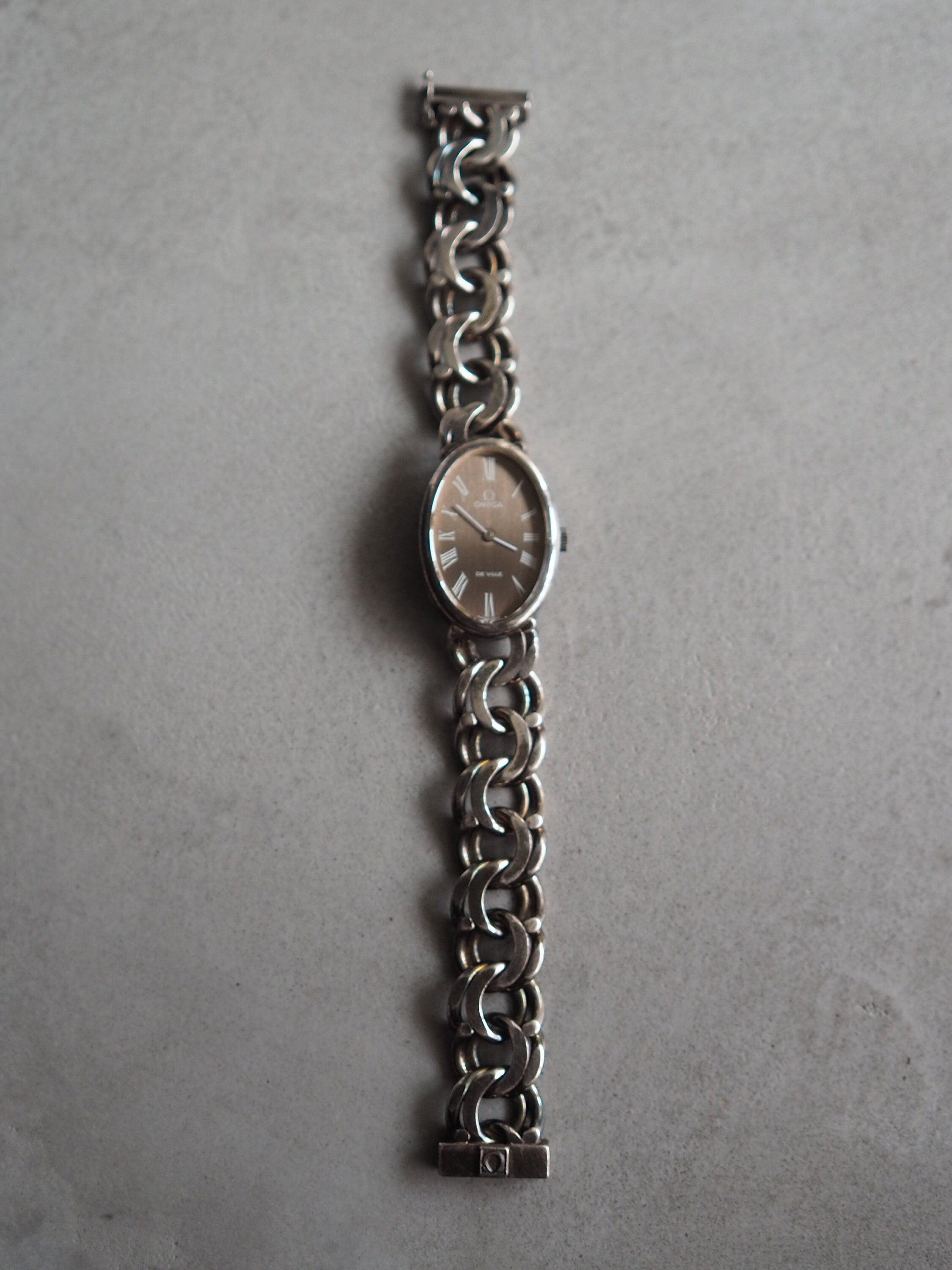 OMEGA DE VILLE Chain Watch Silver Sv 925 Ladies Vintage Antique Authentic Very Rare