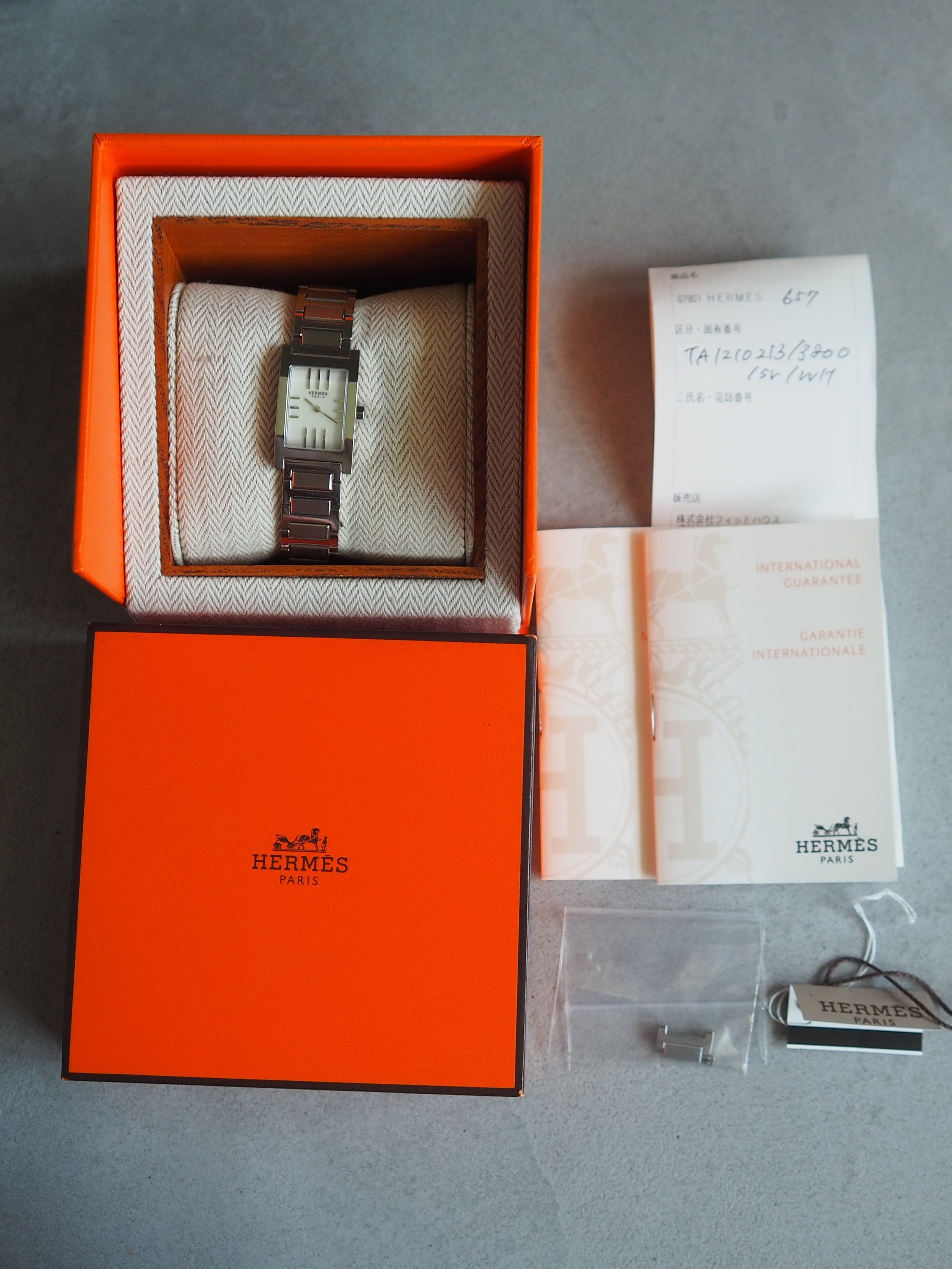 HERMES Tandem Watches Watch TA1.210 Silver Color Stainless steel Shell dial Vintage Authentic