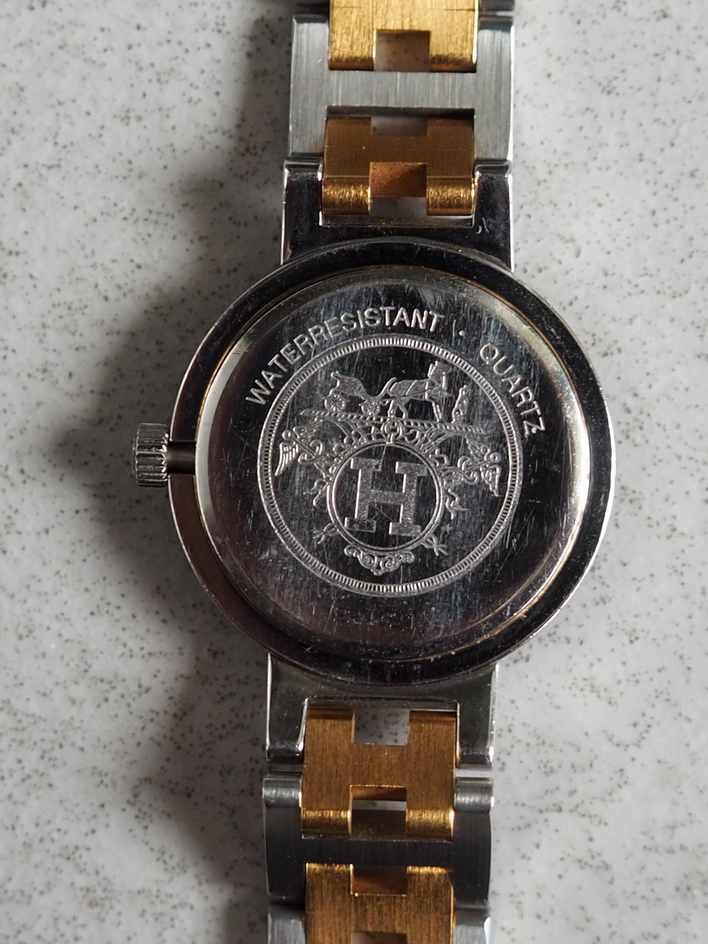 HERMES Clipper Watch Watches Gold Silver Color Stainless steel Vintage Authentic