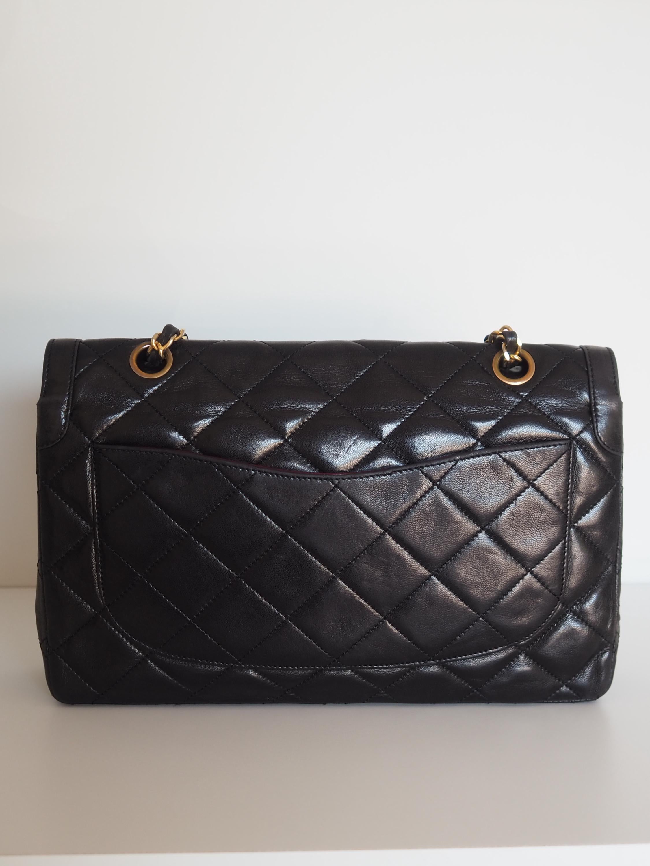 CHANEL Matelasse Quilted CC Chain Shoulder Bag Paris Limited Edition Black Leather Vintage Authentic