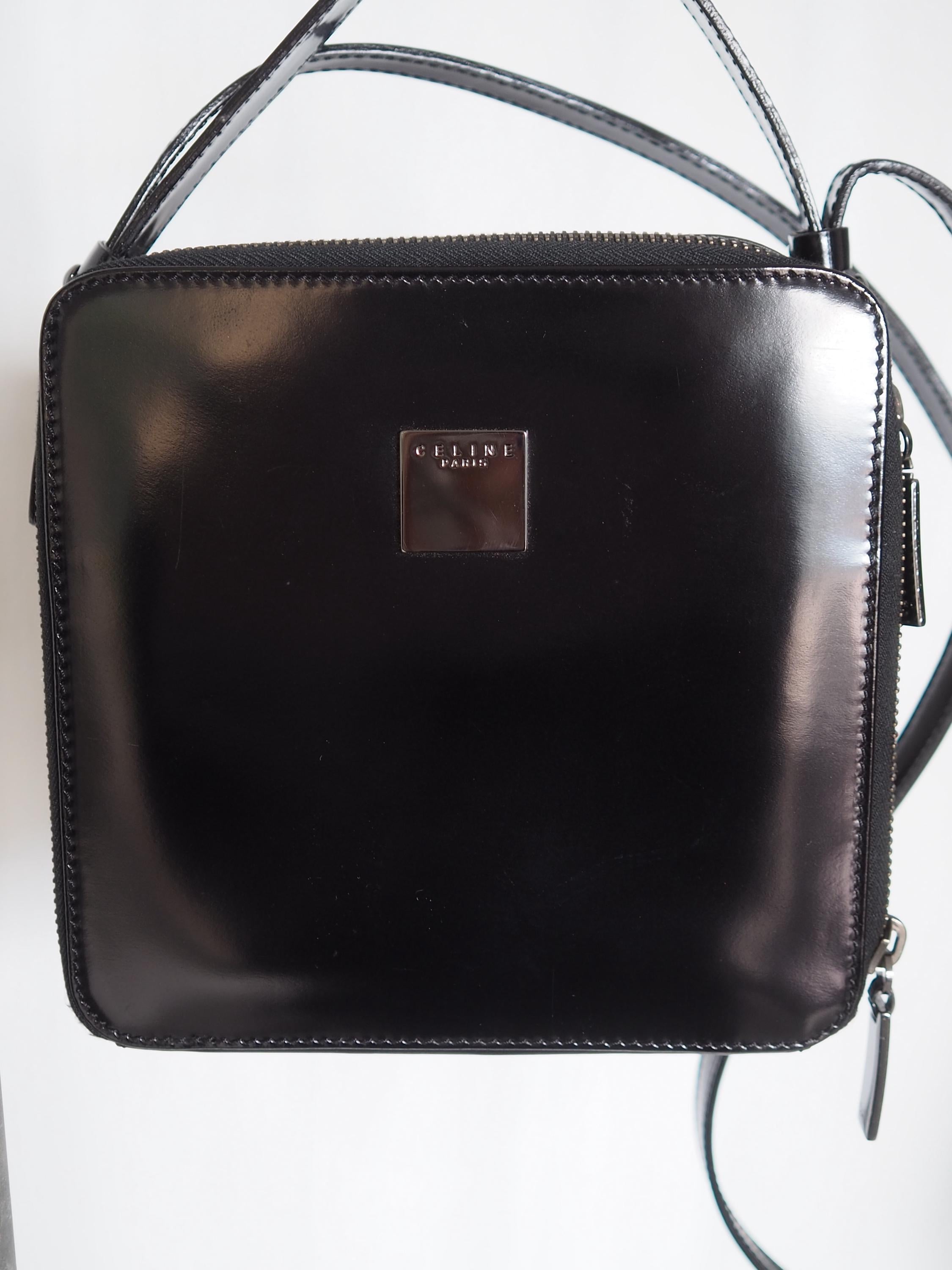 CELINE Macadam 2way Boston Shoulder Hand Bag Black Authentic Vintage Classical