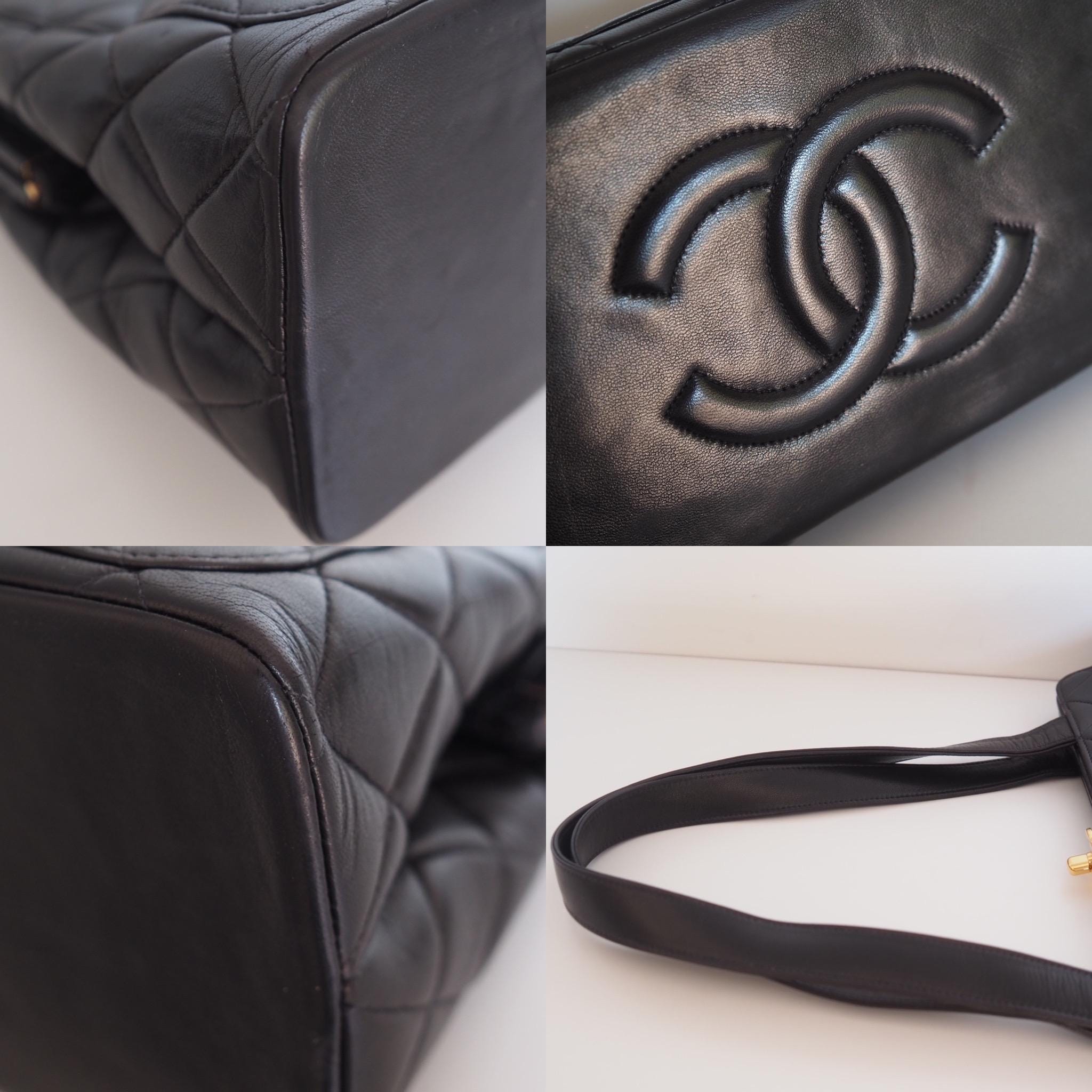 CHANEL Matelasse Quilted CC Clasp Shoulder Bag Black Vintage Authentic