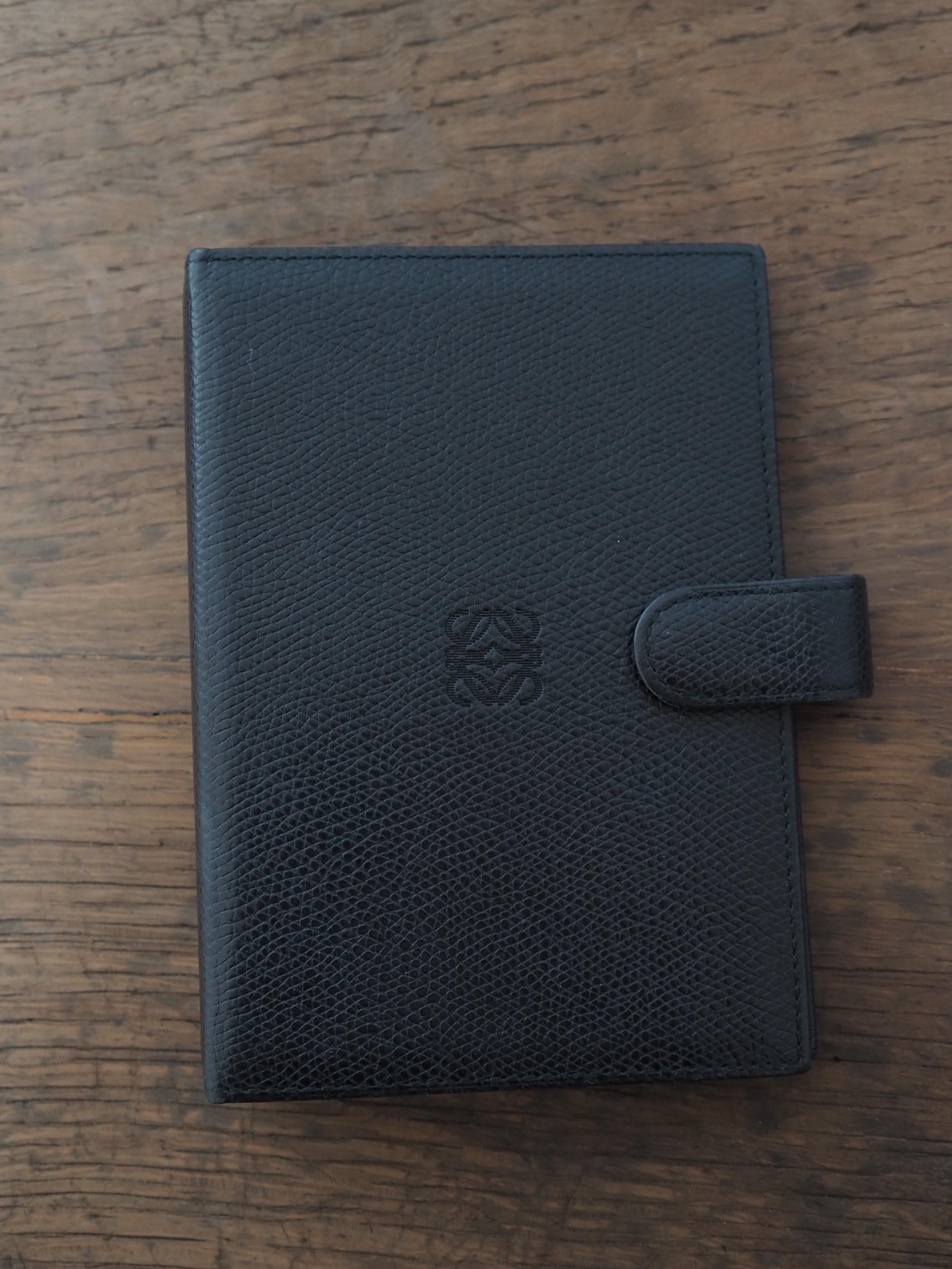 LOEWE Anagram Agenda Cover Black Leather Unisex Vintage Authentic