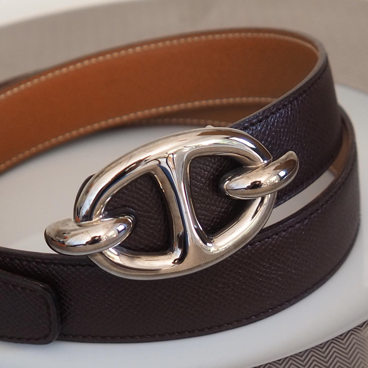 HERMES エルメス シェーヌダンクル ベルト 75 シルバー レディース 
