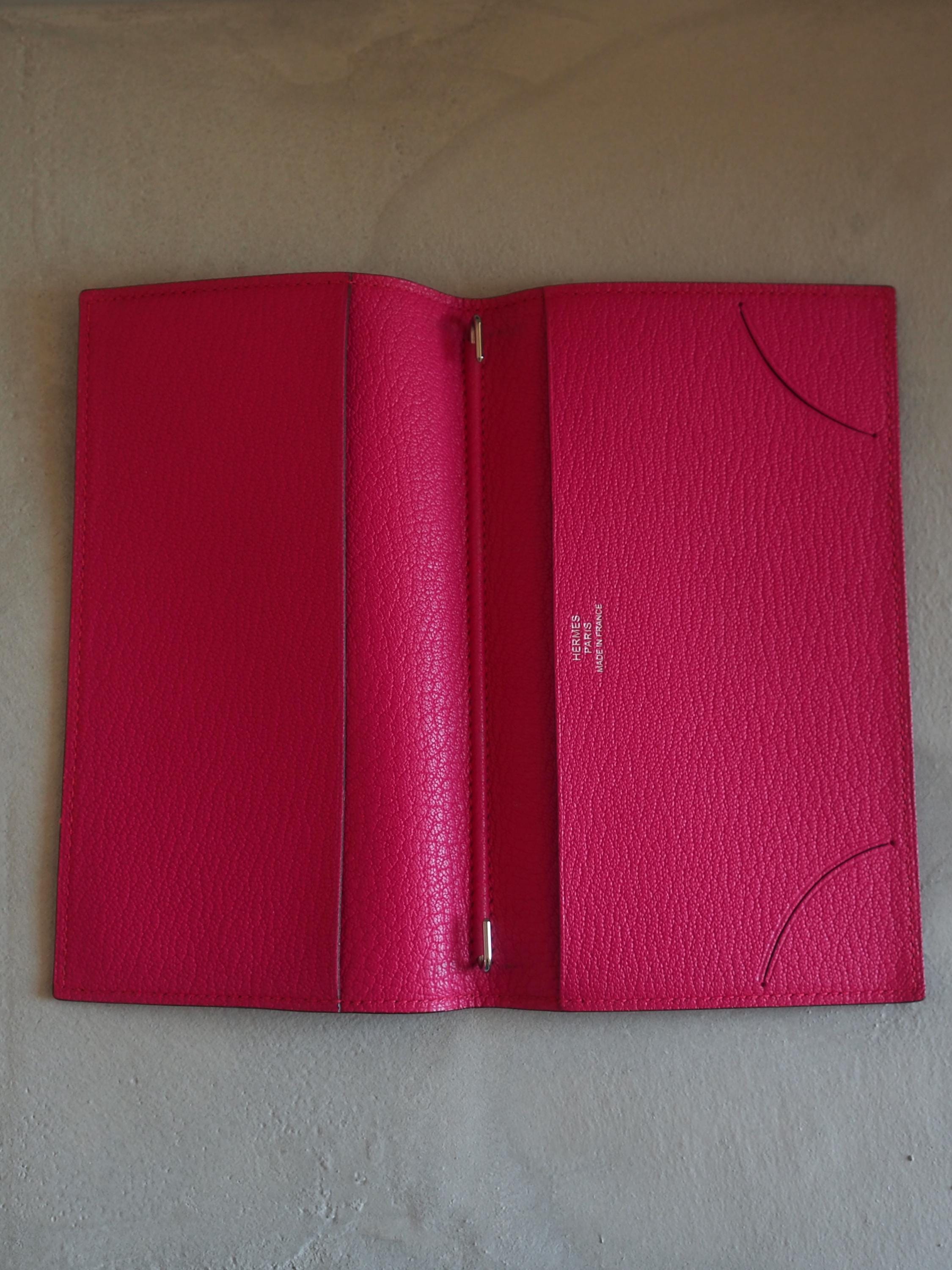 HERMES Agenda Notebook Cover Etoupe Pink Leather Epsom Silver Vintage Authentic Box