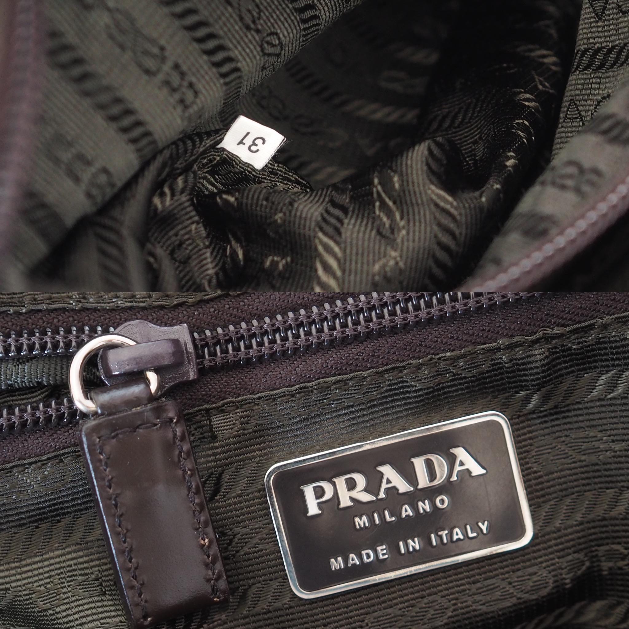 PRADA Nylon Backpack Bag Brown Triangle Logo Purse Authentic Vintage