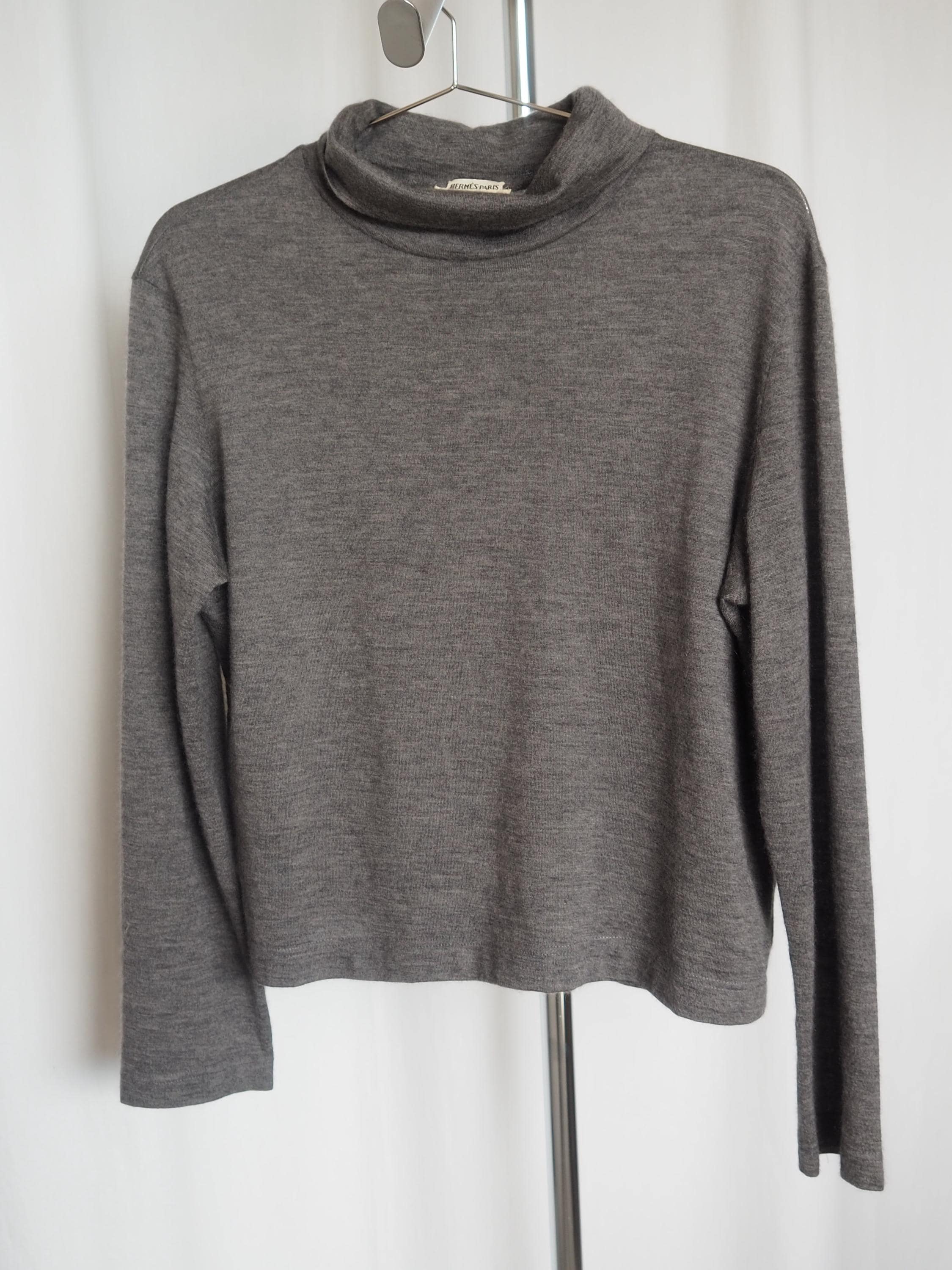 HERMES by Martin Margiela High Neck Long Sleeve Top Gray