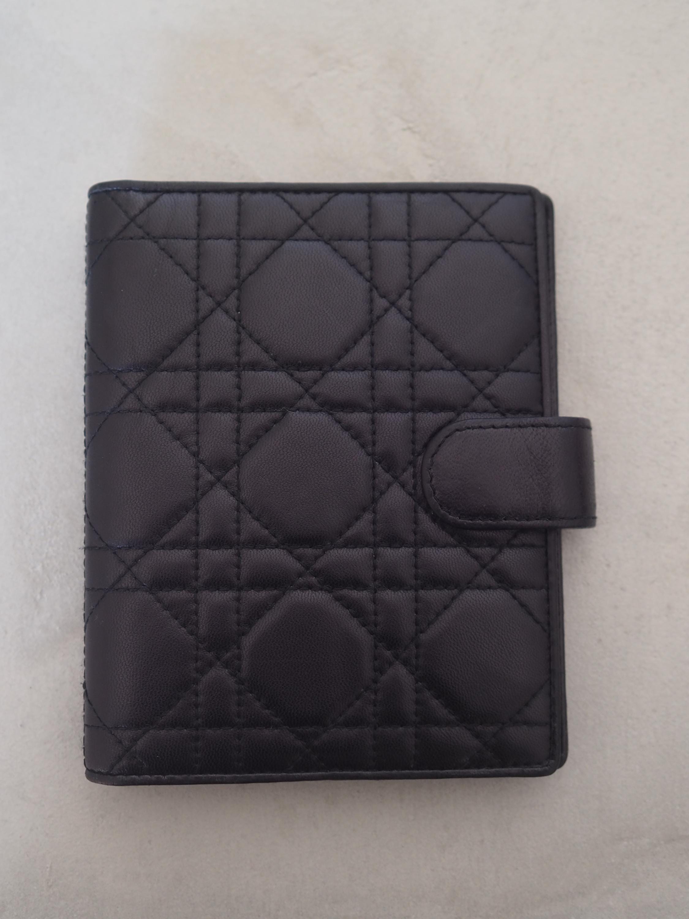 Christian Dior Agenda Cannage Leather 6 Ring Diary Black Vintage Authentic