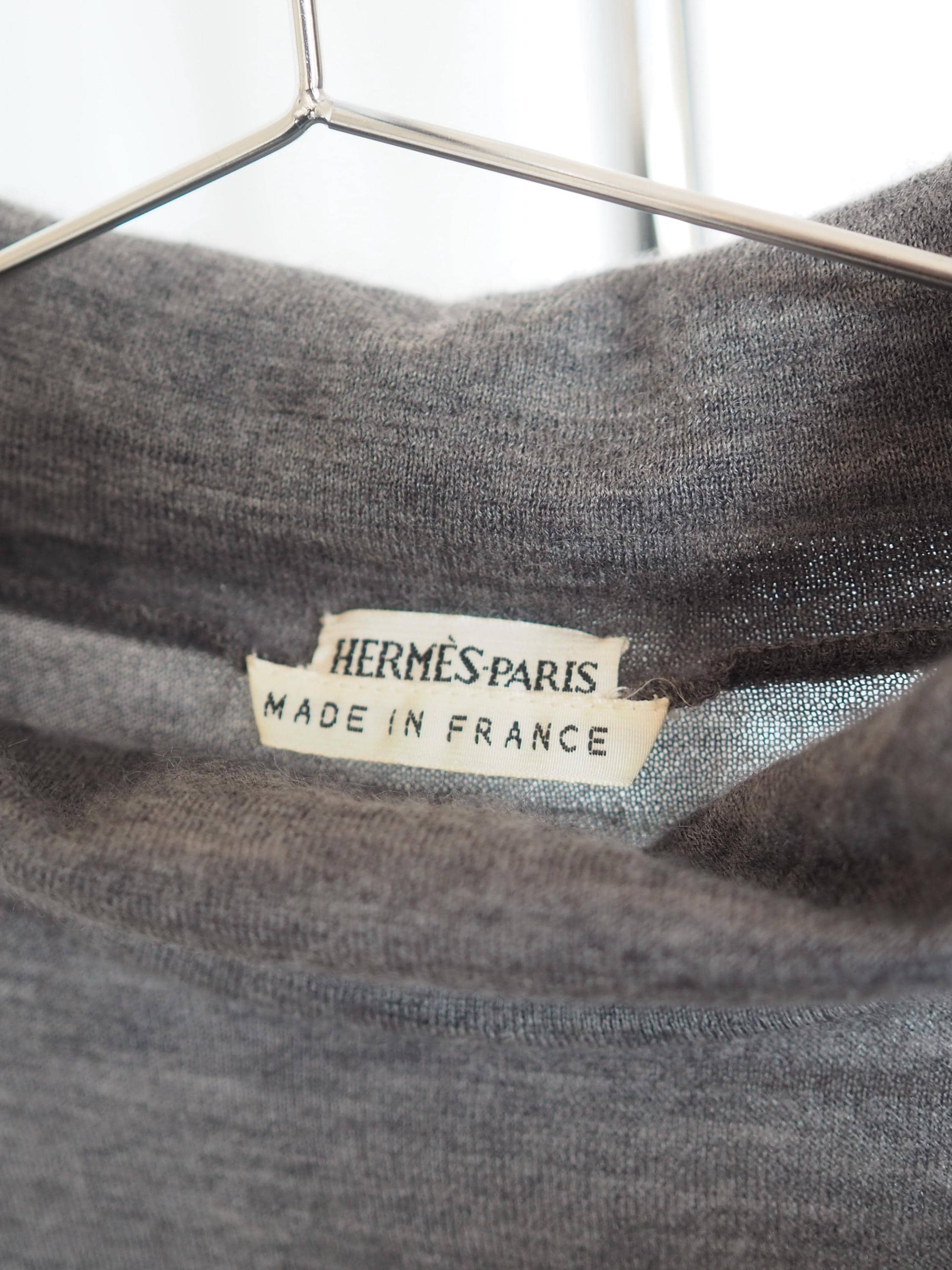 HERMES by Martin Margiela High Neck Long Sleeve Top Gray