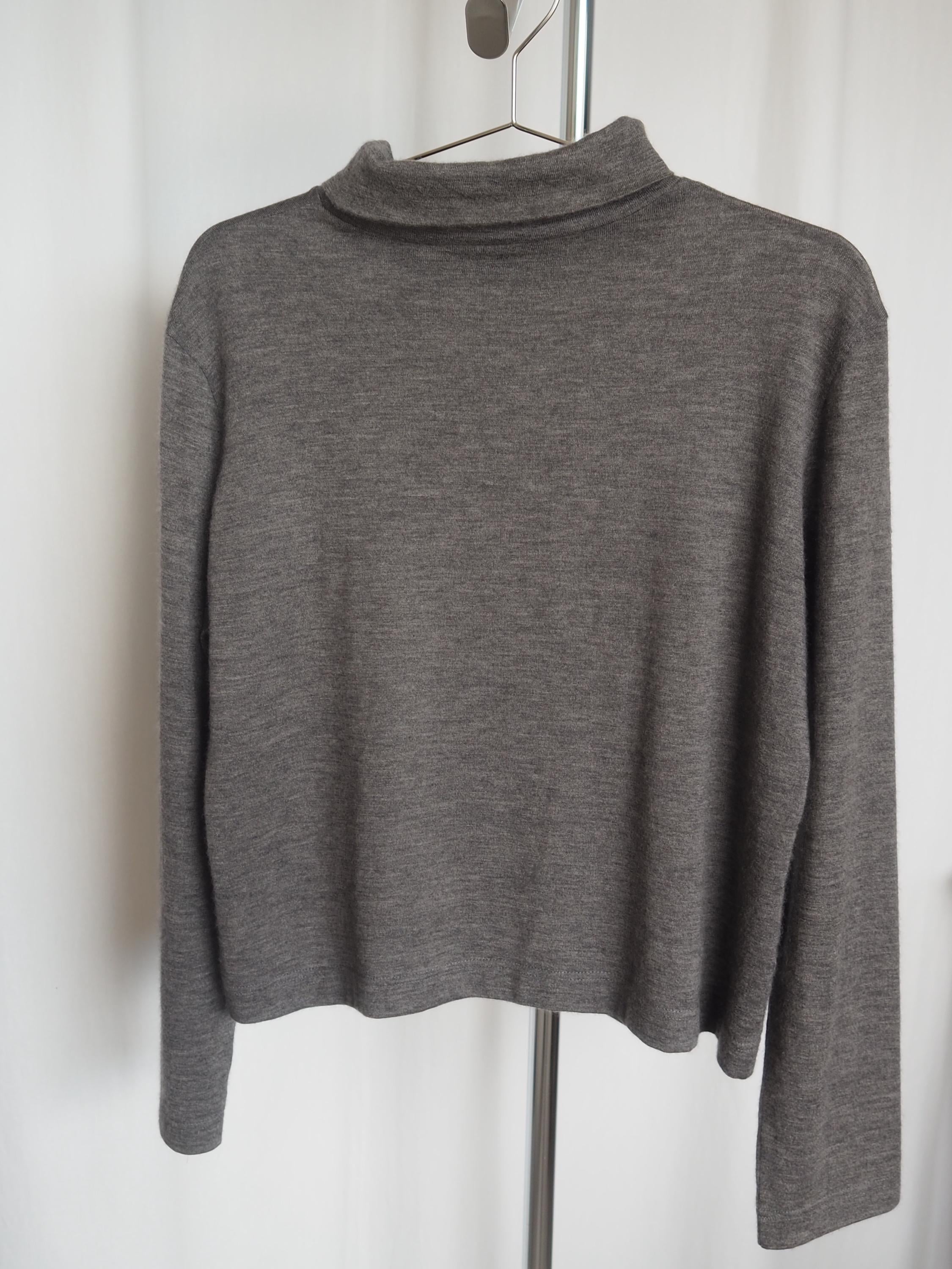 HERMES by Martin Margiela High Neck Long Sleeve Top Gray