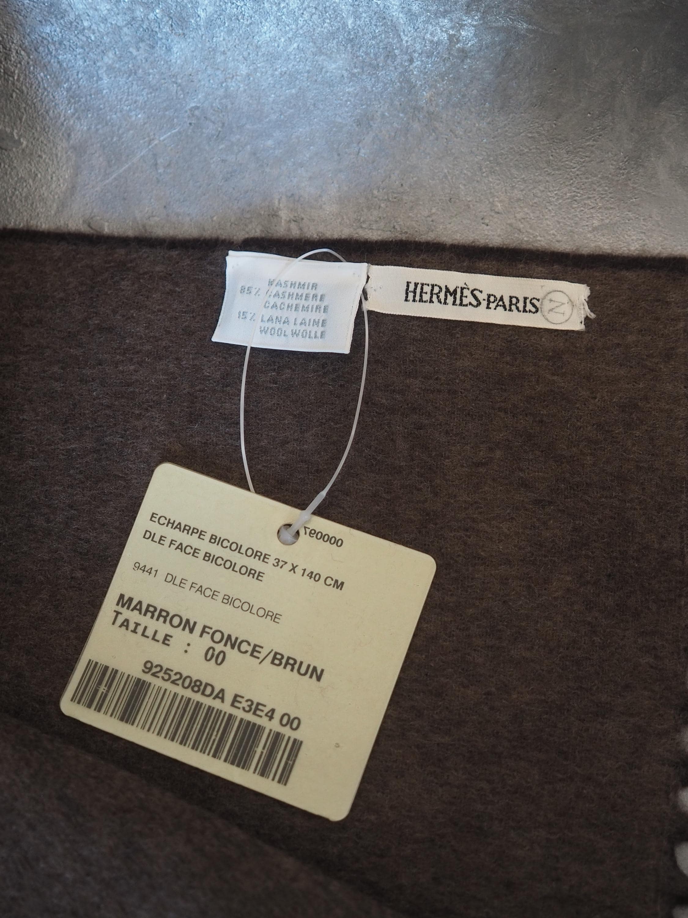 HERMES Cashmere Double Face Stole Scarf Muffler By Martin Margiela Brown Box Vintage Authentic