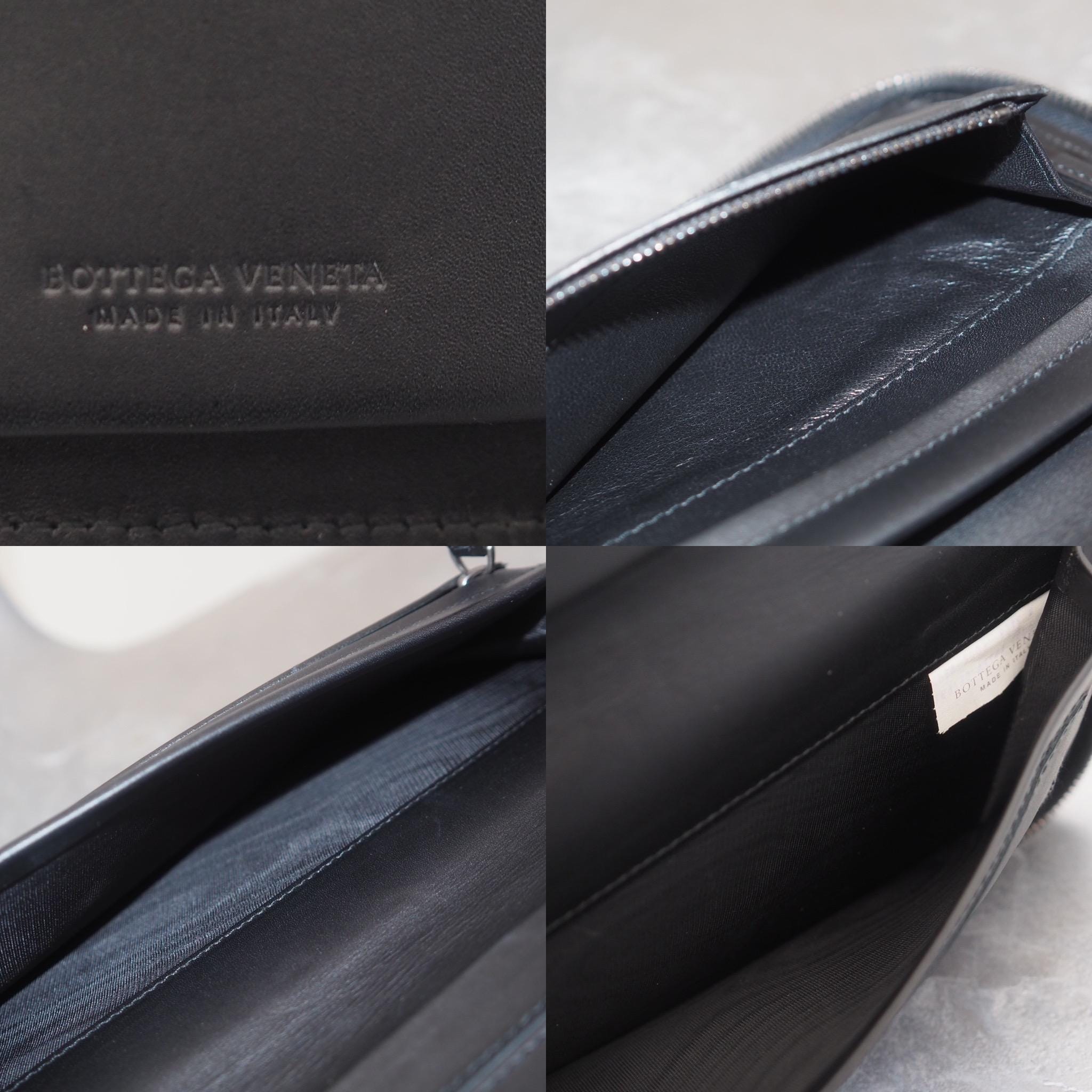 Bottega Veneta Organizer Case Passport Long Wallet Black Leather Vintage Authentic