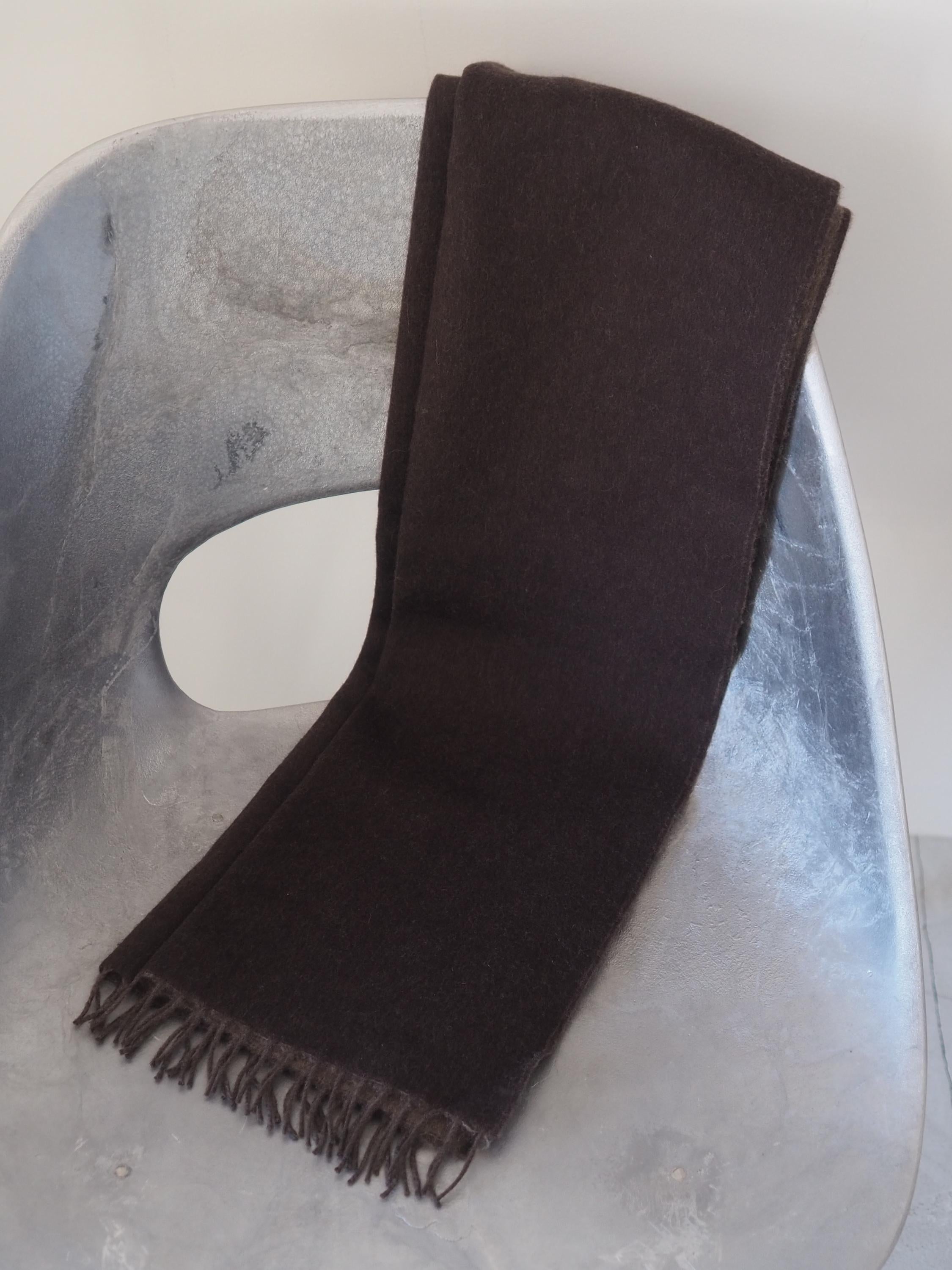 HERMES Cashmere Double Face Stole Scarf Muffler By Martin Margiela Brown Box Vintage Authentic