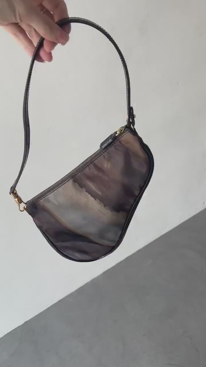 Christian Dior Saddle Hand Bag Nylon Authentic