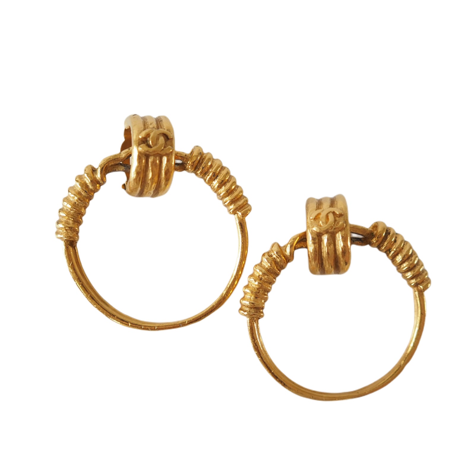 CHANEL Hoop Earrings Gold