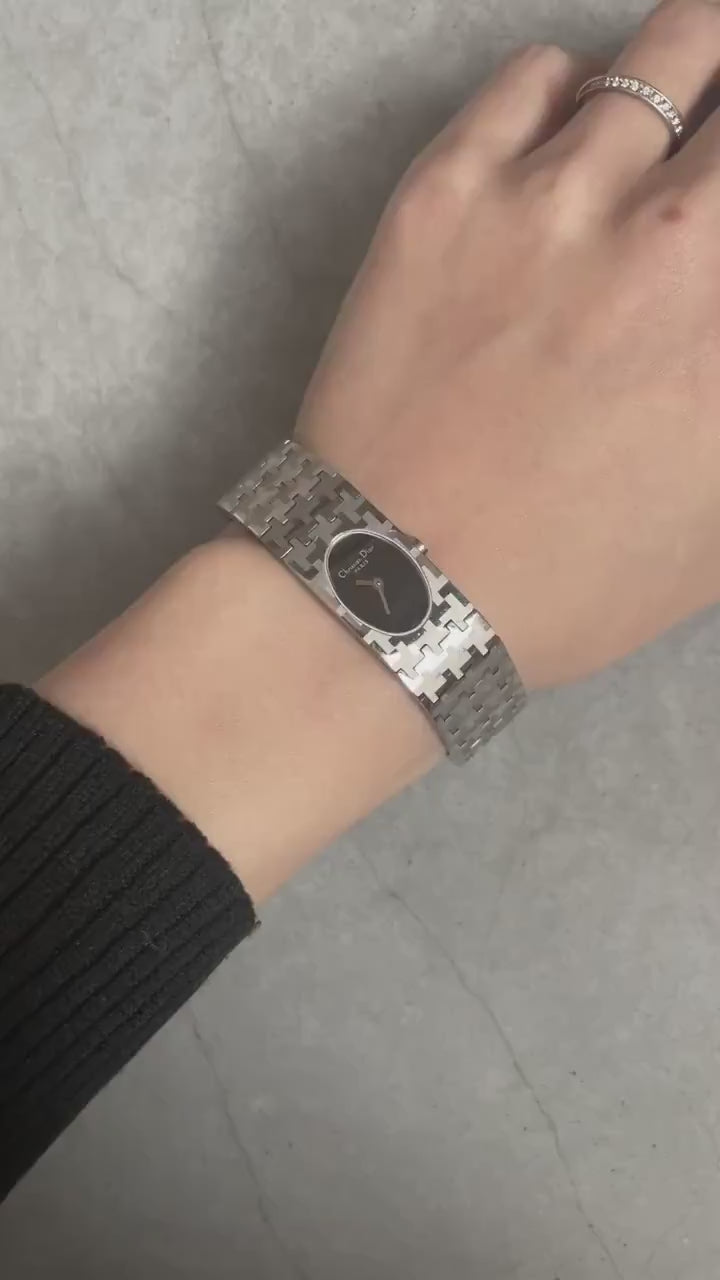 Christian DiorMiss CHRISTIAN DIOR Watch Silver Metal Quartz Wristwatch SS D70-100