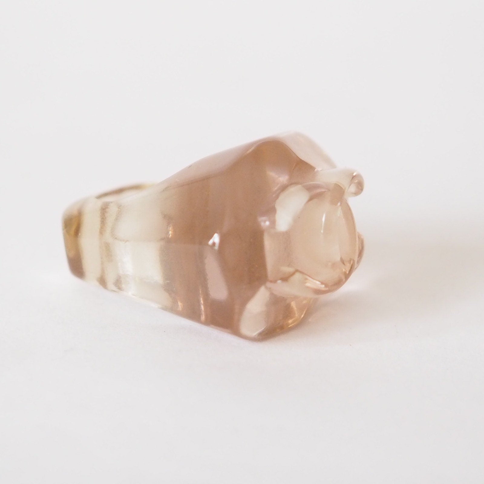 CHANEL COCO Ring Plastic Clear Pink Beige