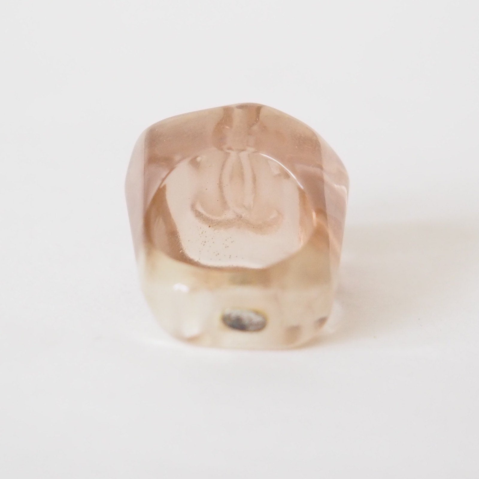 CHANEL COCO Ring Plastic Clear Pink Beige