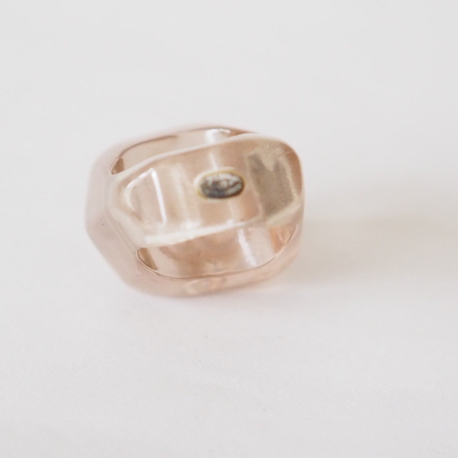 CHANEL COCO Ring Plastic Clear Pink Beige