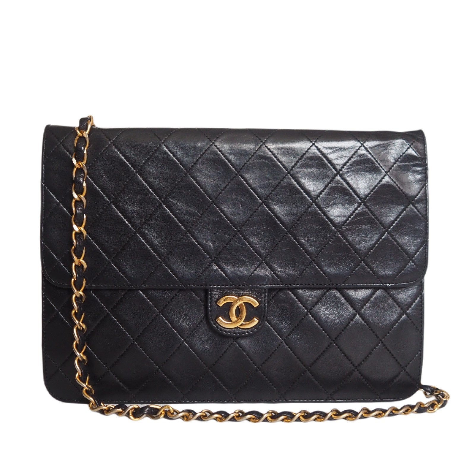 CHANEL Matelasse Quilted CC Logo  Chain Shoulder Bag Black vintage Authentic