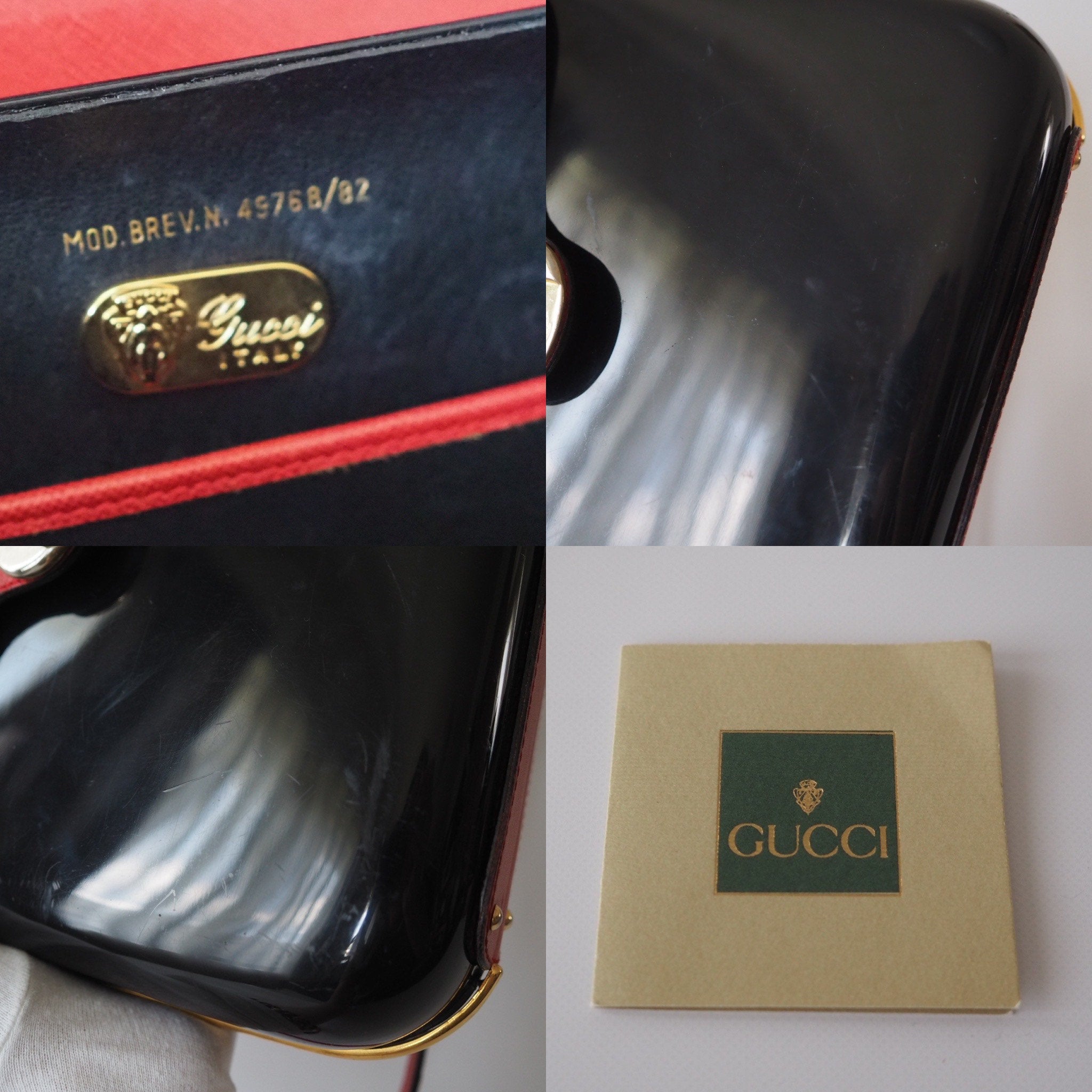 GUCCI Old Plastic Shoulder Bag Leather Authentic Classical Rare!