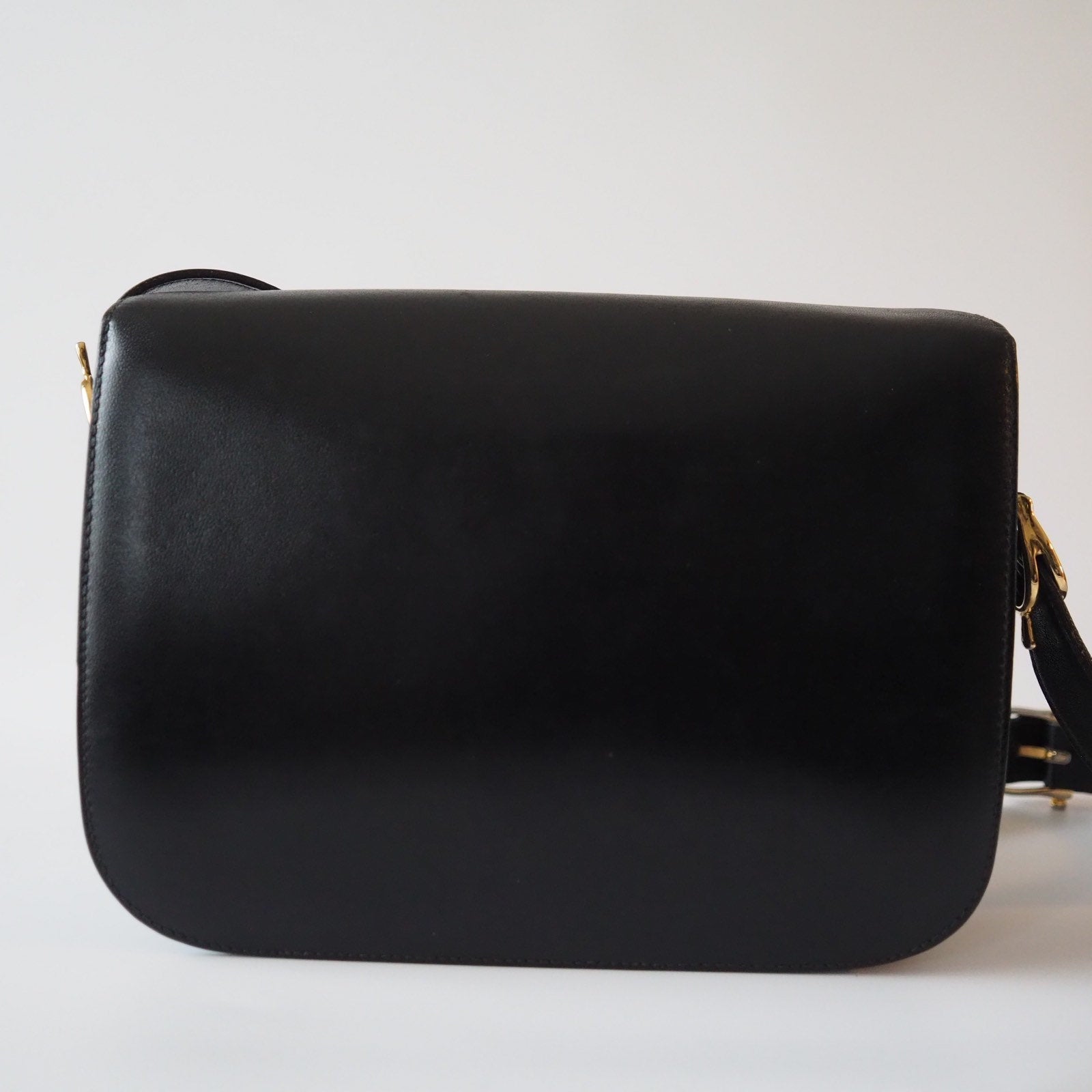 CELINE Sulky Metal parts  Shoulder bag Calf leather Black Authentic