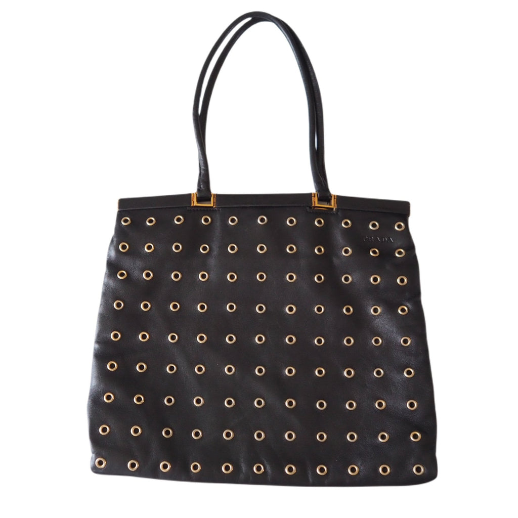PRADA Punching Leather Tote Handbag