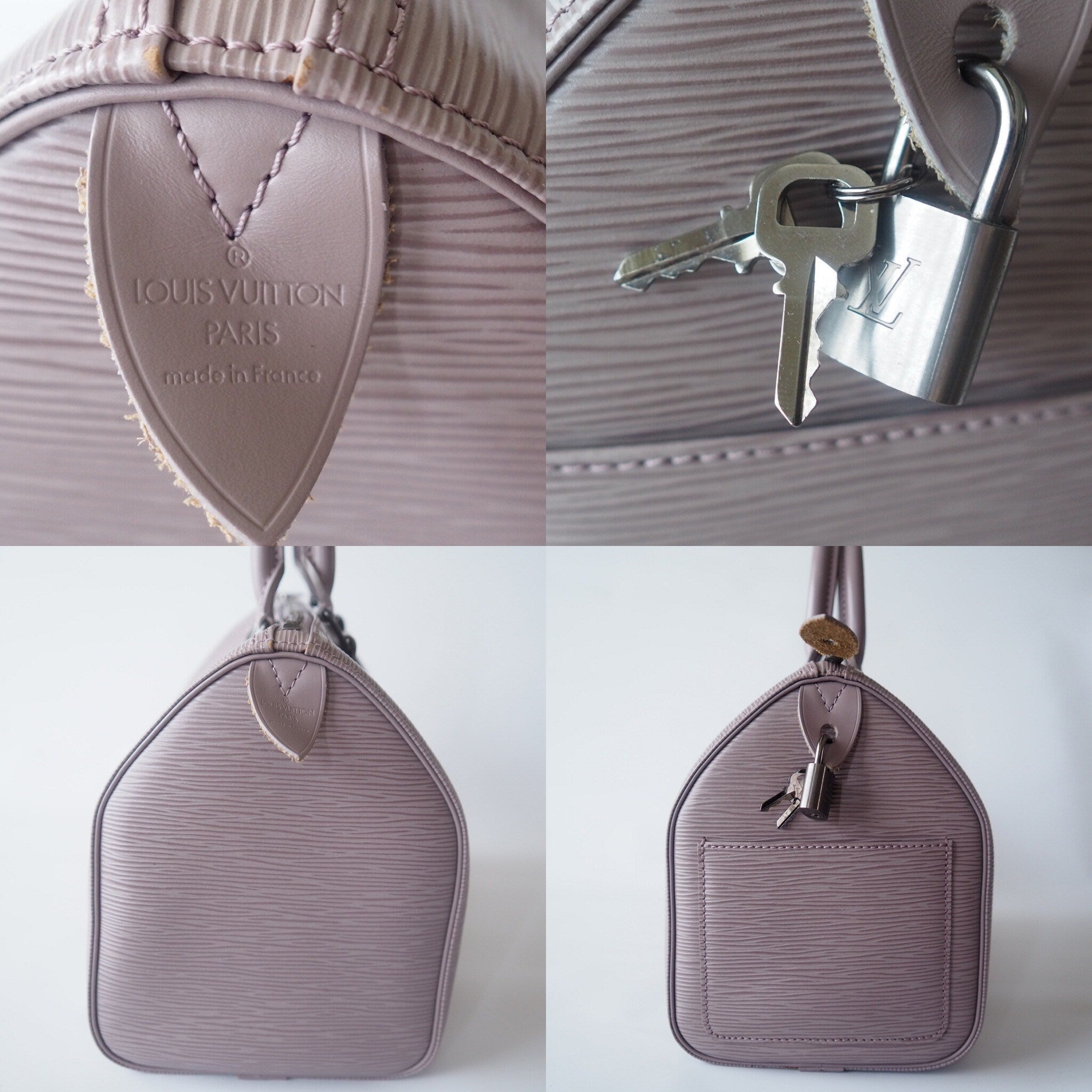 LOUIS VUITTON Speedy 25 Epi Boston Hand Bag lilac Authentic