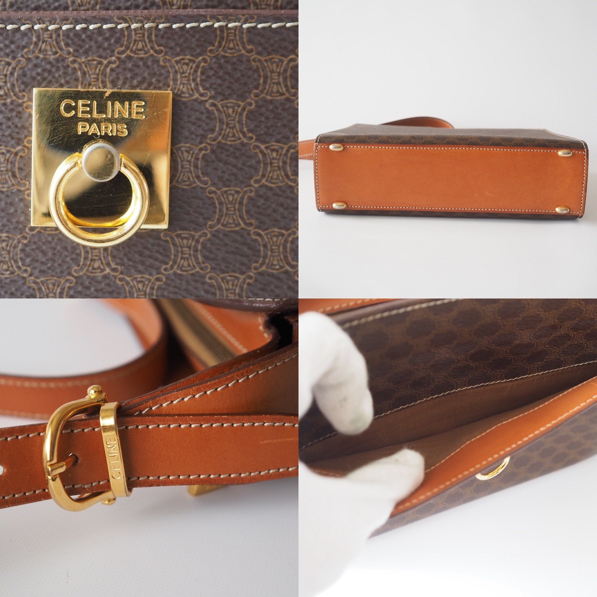 CELINE Monogram Macadam Shoulder Bag Authentic