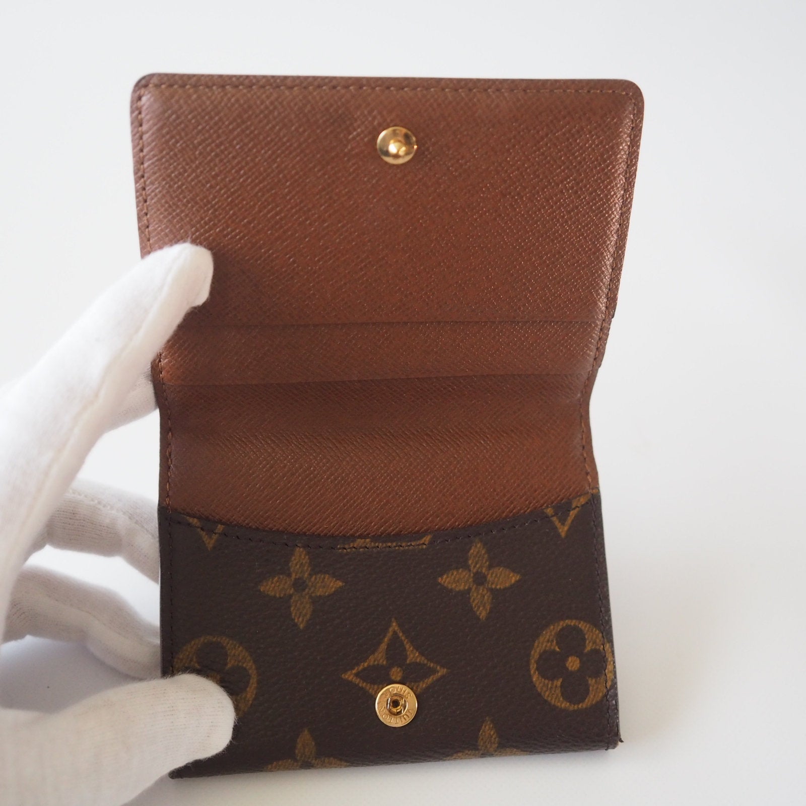 Louis Vuitton Monogram Card Case Cartes De Visite Brown Authentic